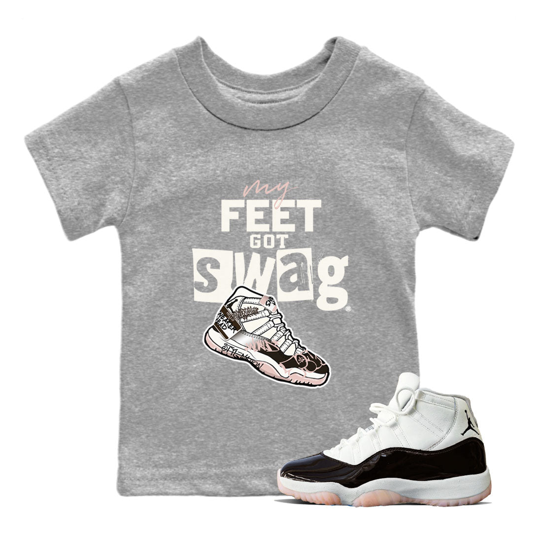 Air Jordan 11 Neapolitan shirt to match jordans My Feet Got Swag sneaker matching t-shirts and clothing Air Jordan 11 Neapolitan Drip Gear Zone Youth Kids Toddler Heather Grey 1 T-Shirt