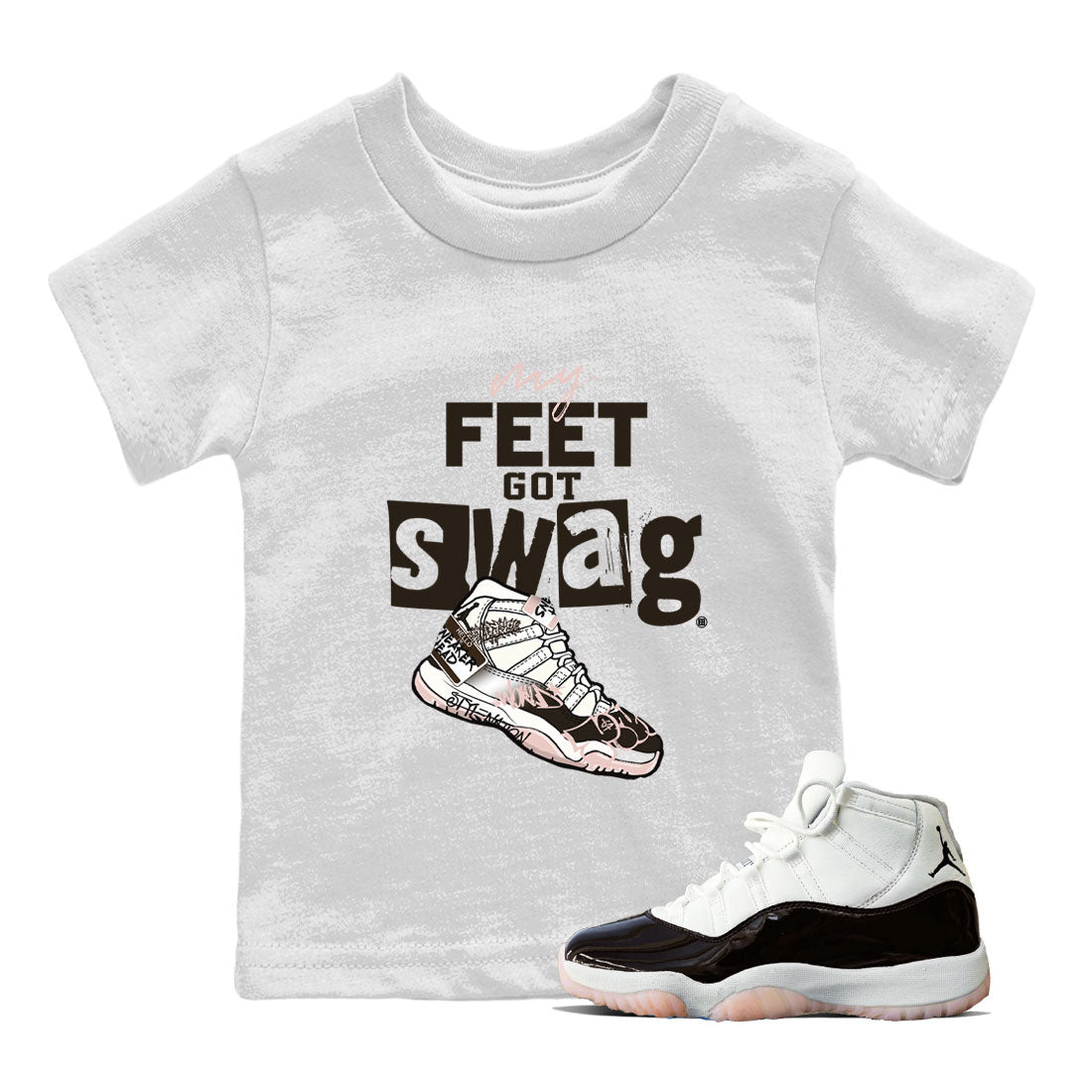 Air Jordan 11 Neapolitan shirt to match jordans My Feet Got Swag sneaker matching t-shirts and clothing Air Jordan 11 Neapolitan Drip Gear Zone Youth Kids Toddler White 1 T-Shirt