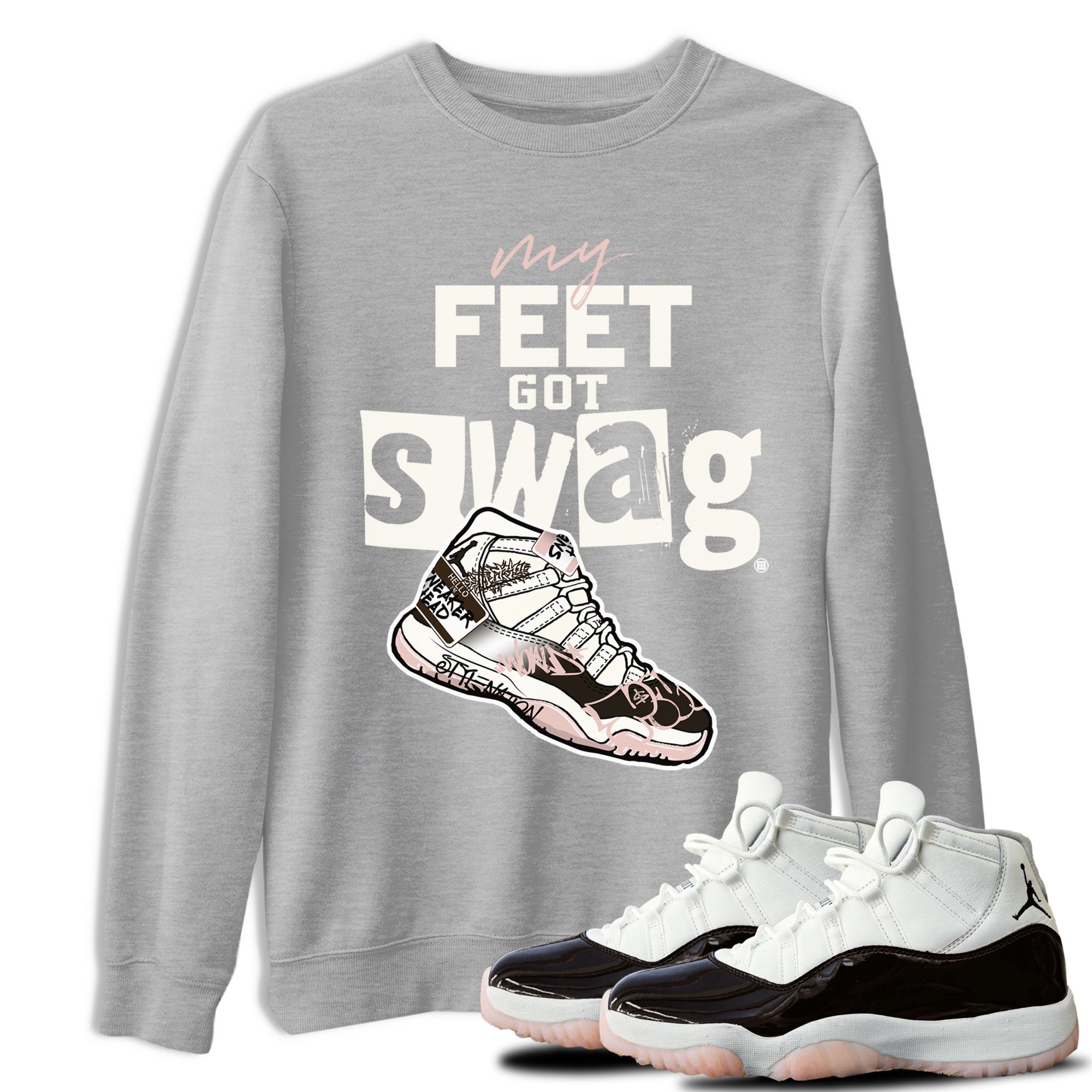 Air Jordan 11 Neapolitan shirt to match jordans My Feet Got Swag sneaker matching t-shirts and clothing Air Jordan 11 Neapolitan Drip Gear Zone Cotton Casual Unisex Heather Grey 1 T-Shirt