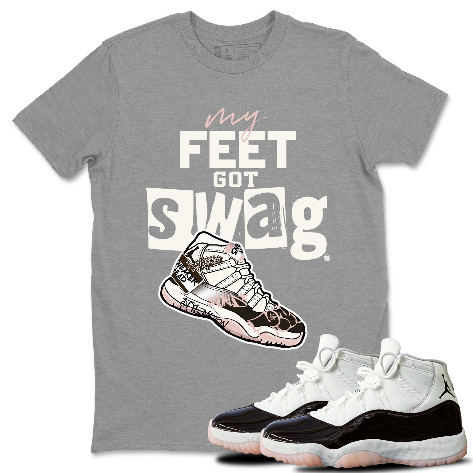 Air Jordan 11 Neapolitan shirt to match jordans My Feet Got Swag sneaker matching t-shirts and clothing Air Jordan 11 Neapolitan Drip Gear Zone Cotton Casual Unisex Heather Grey 1 T-Shirt
