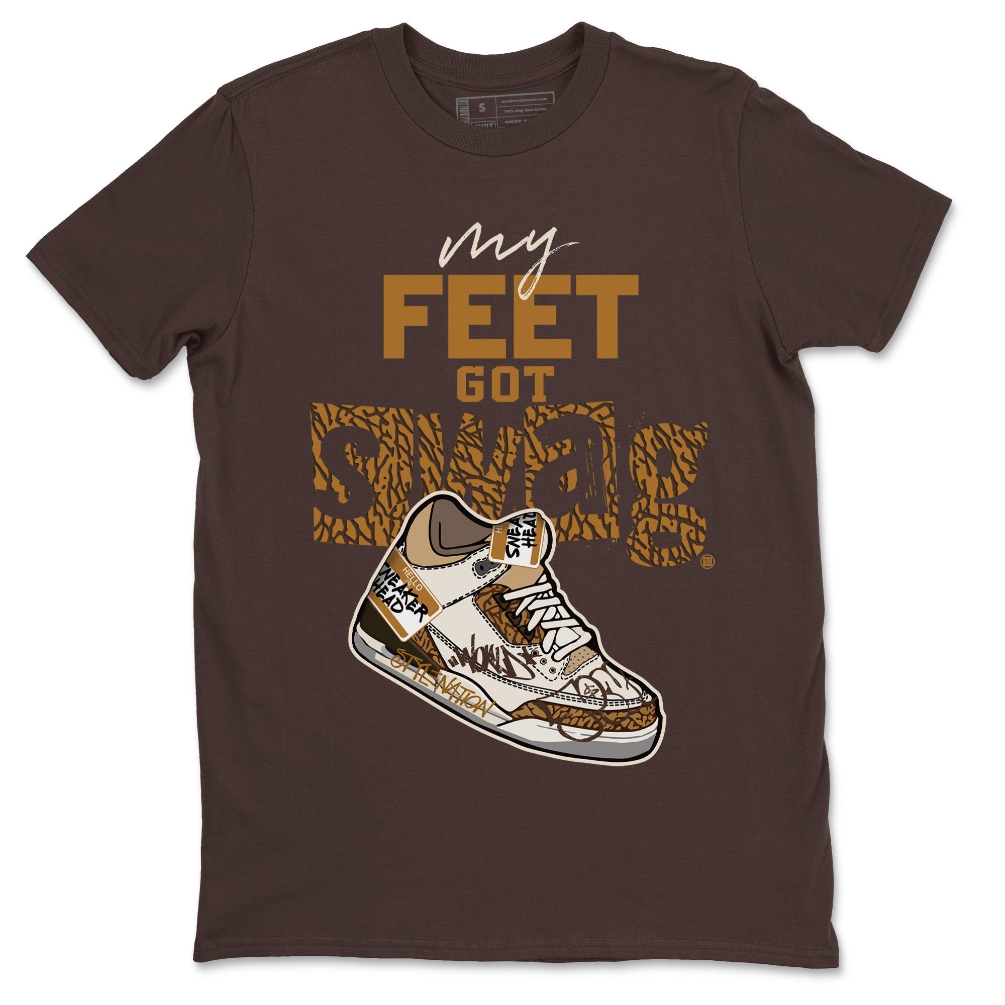 Air Jordan 3 Palomino shirt to match jordans My Feet Got Swag Streetwear Sneaker Shirt AJ3 Palomino Drip Gear Zone Sneaker Matching Clothing Unisex Dark Chocolate 2 T-Shirt