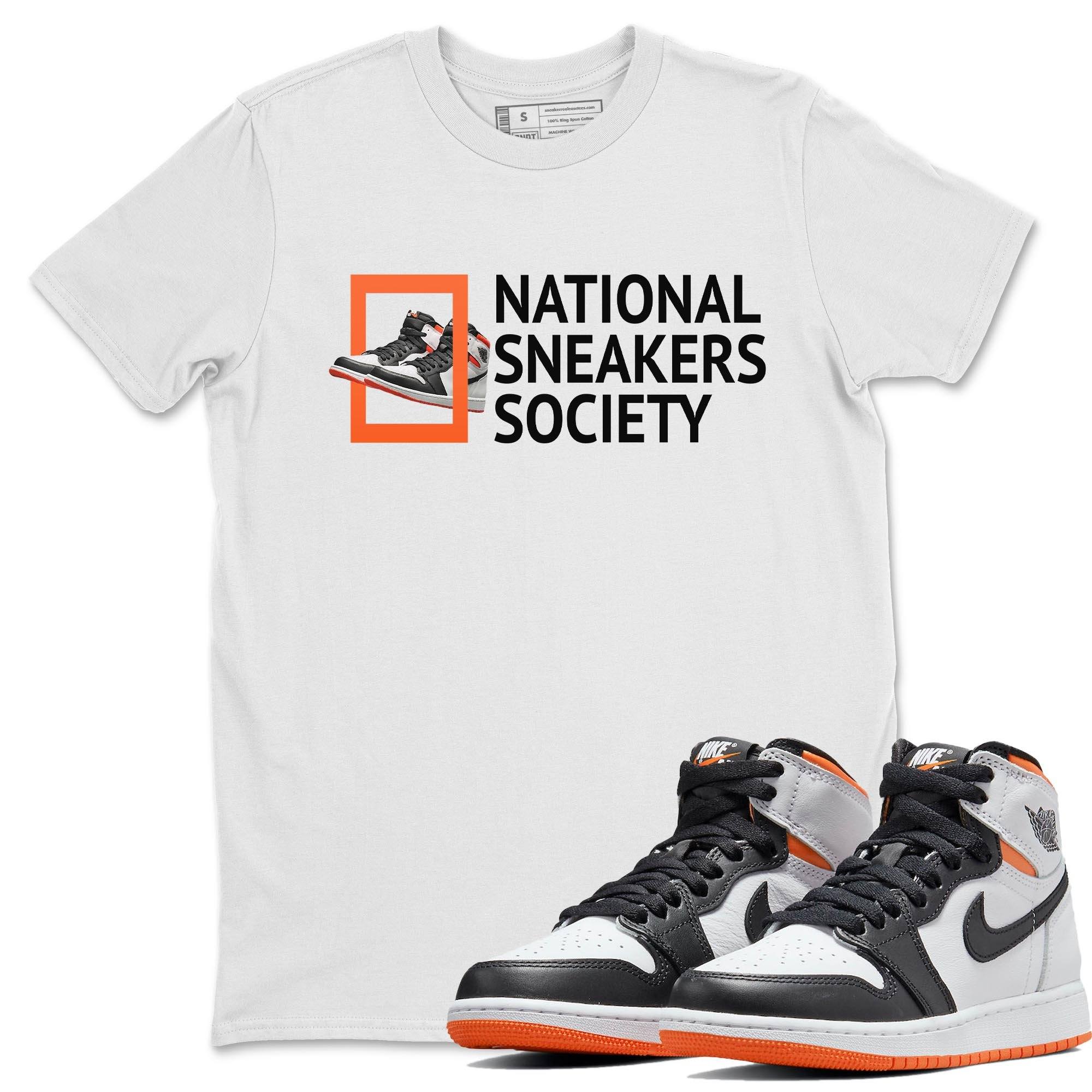 Jordan 1 Electro Orange Sneaker Matching T-Shirt National Sneakers Sneaker Tees Jordan 1 Electro Orange Sneaker Release Tees Crew Neck Tees