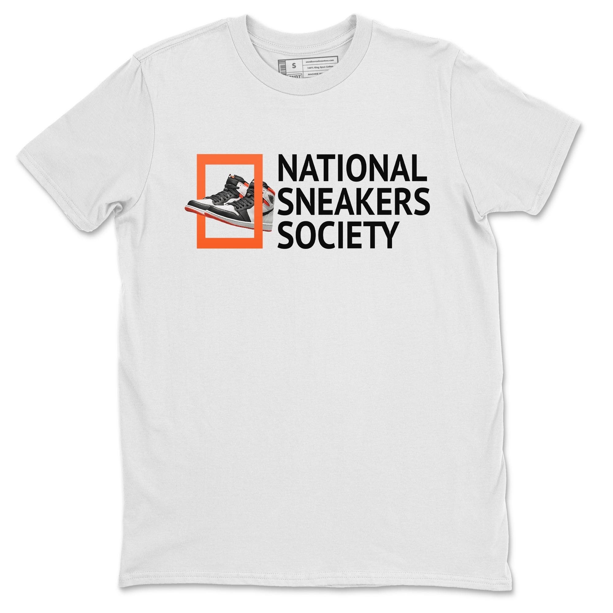 Jordan 1 Electro Orange Sneaker Matching T-Shirt National Sneakers Sneaker Tees Jordan 1 Electro Orange Sneaker Release Tees Crew Neck Tees