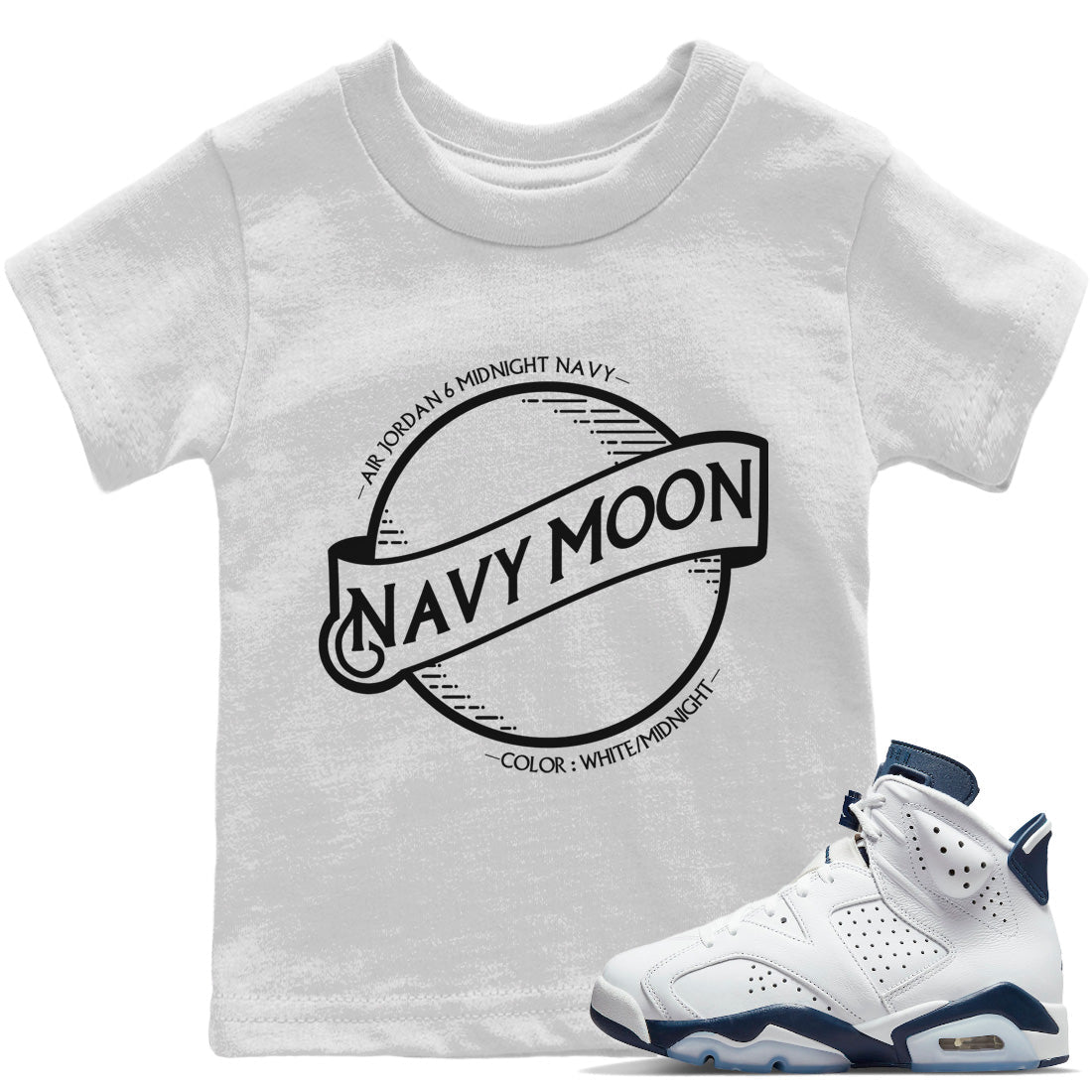 Jordan 6 Midnight Navy Sneaker Matching T-Shirt Navy Moon Sneaker Tees Jordan 6 Midnight Navy Sneaker Release Tees Kids Shirts