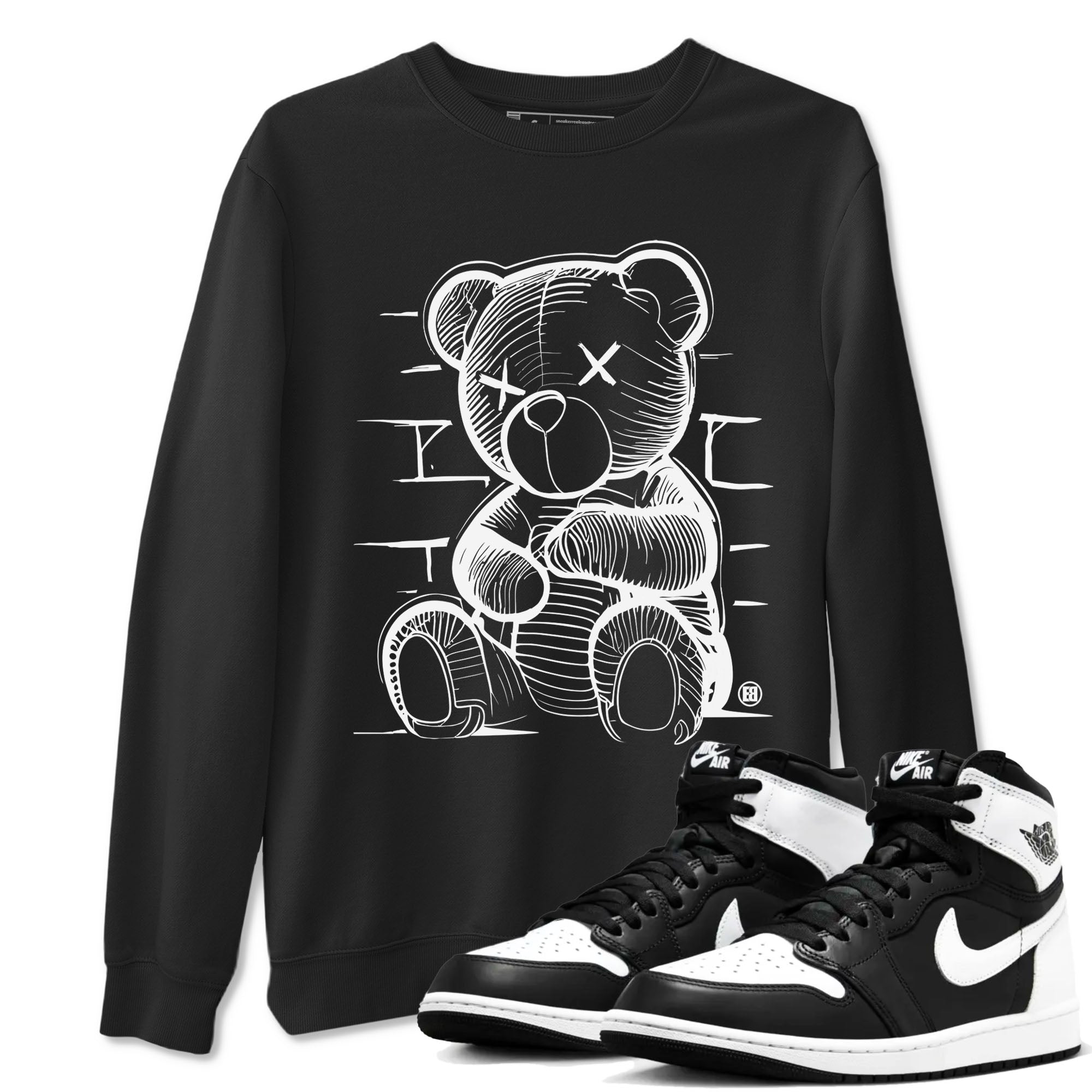 1s Black White shirt to match jordans streetwear brand Neon Bear sneaker tees Air Jordan 1 Black White Drip Gear Zone unisex cotton Black 1 crew neck shirt