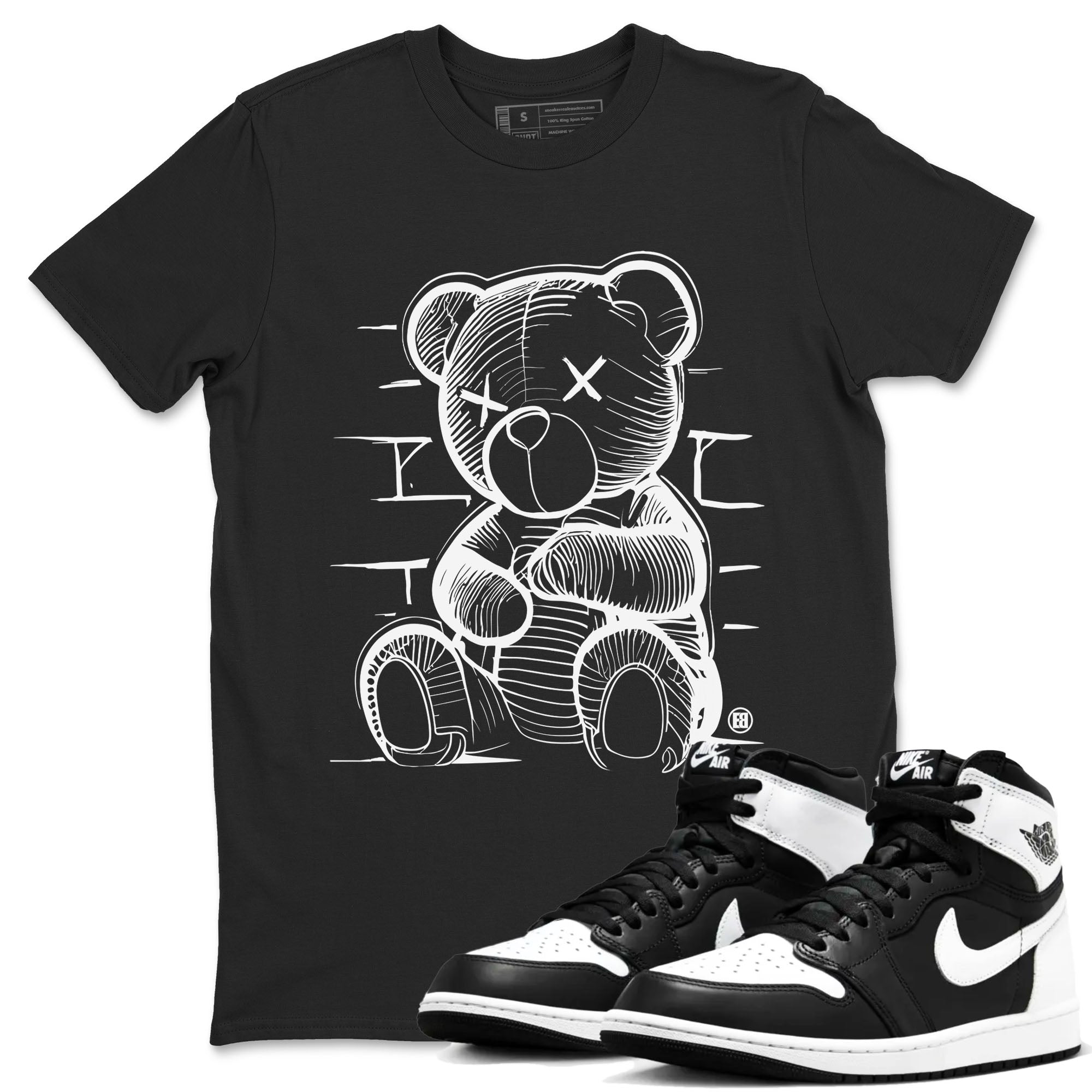 1s Black White shirt to match jordans streetwear brand Neon Bear sneaker tees Air Jordan 1 Black White Drip Gear Zone unisex cotton Black 1 crew neck shirt