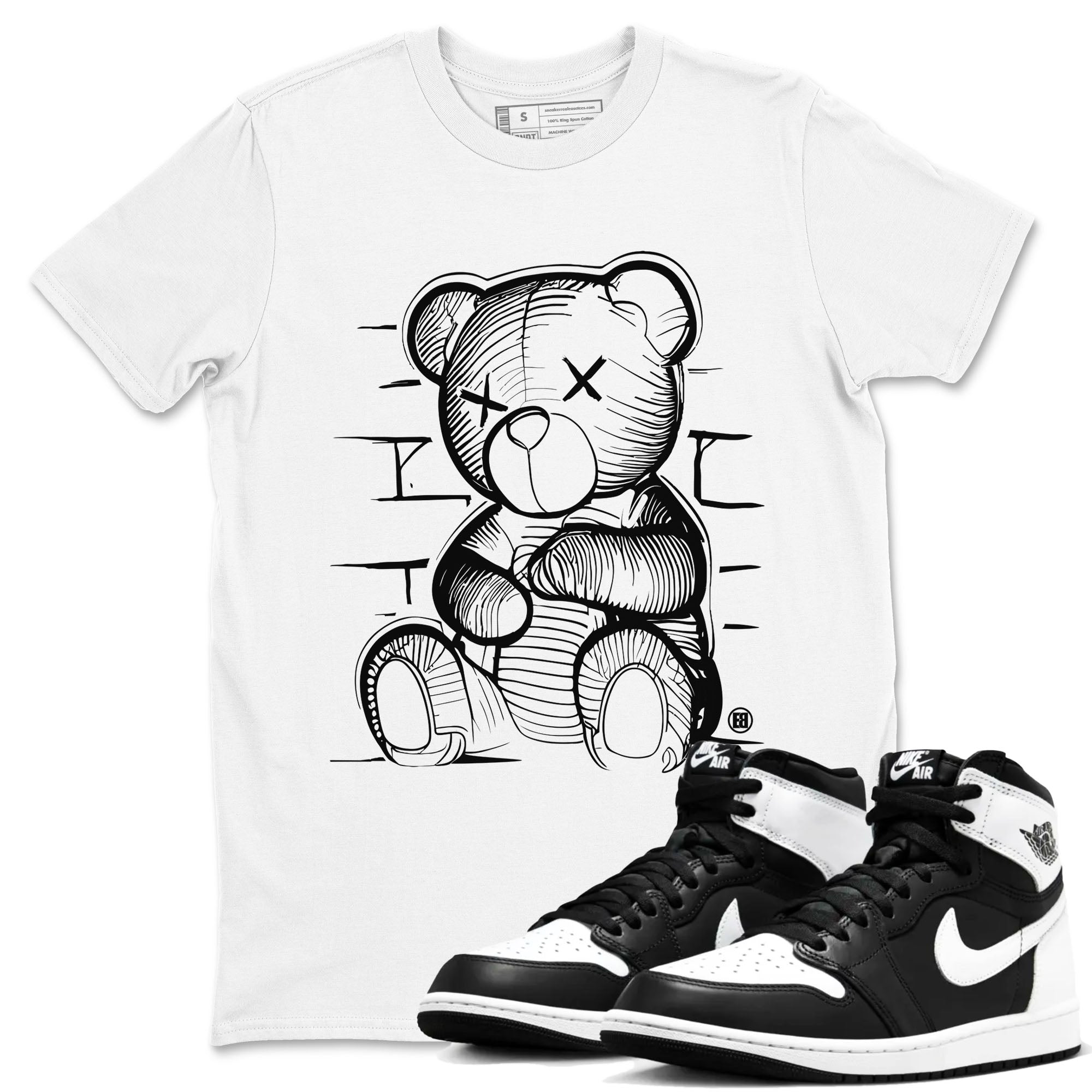 1s Black White shirt to match jordans streetwear brand Neon Bear sneaker tees Air Jordan 1 Black White Drip Gear Zone unisex cotton White 1 crew neck shirt