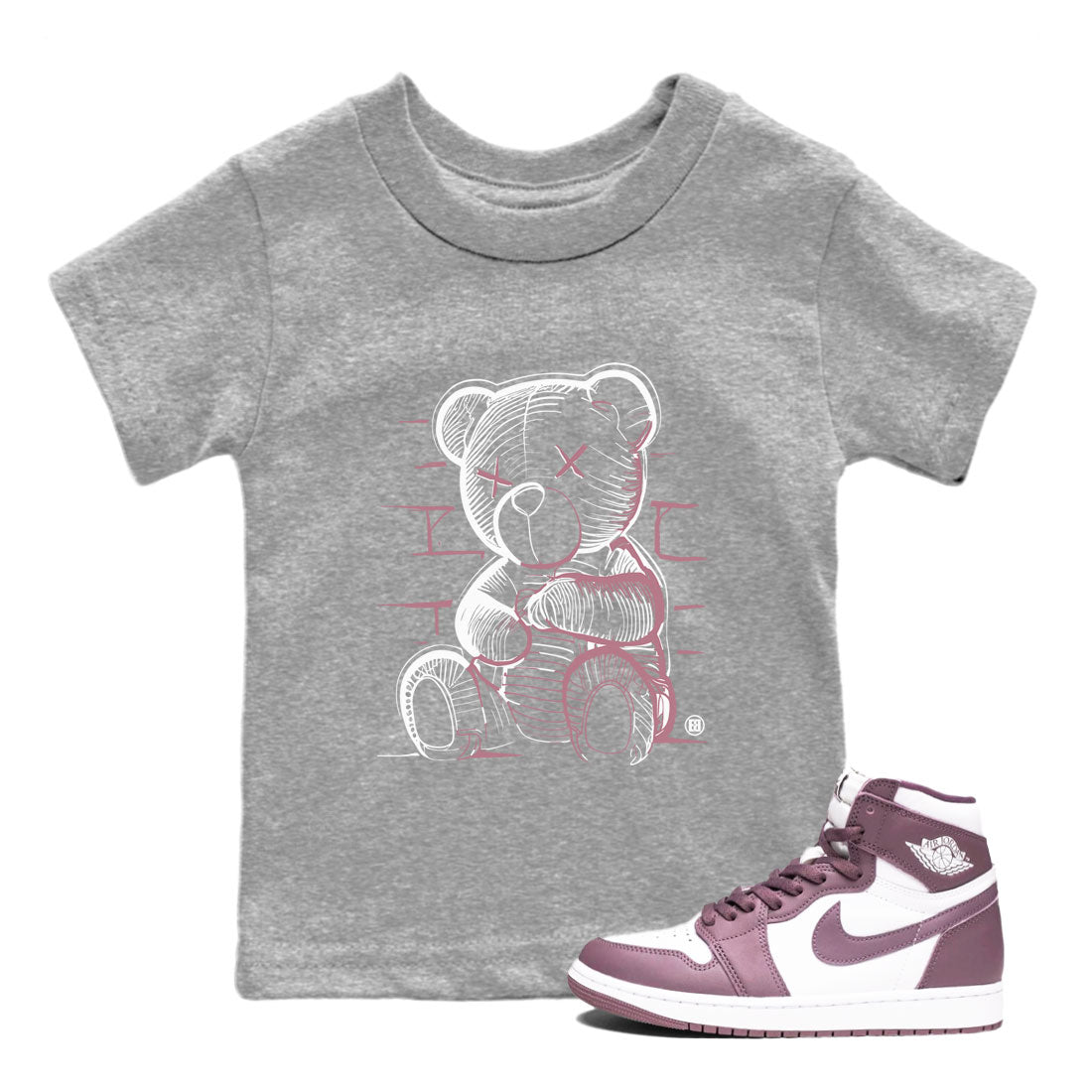 Air Jordan 1 Mauve shirt to match jordans Neon Bear crew neck streetwear t-shirt AJ1 High OG Mauve Drip Gear Zone Crew Neck Sneaker Matching TeeBaby Toddler Heather Grey 1 Sneaker Matching Tee