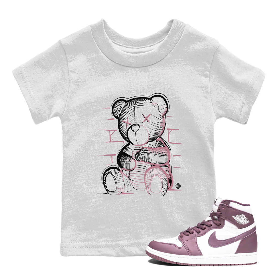 Air Jordan 1 Mauve shirt to match jordans Neon Bear crew neck streetwear t-shirt AJ1 High OG Mauve Drip Gear Zone Crew Neck Sneaker Matching TeeBaby Toddler White 1 Sneaker Matching Tee