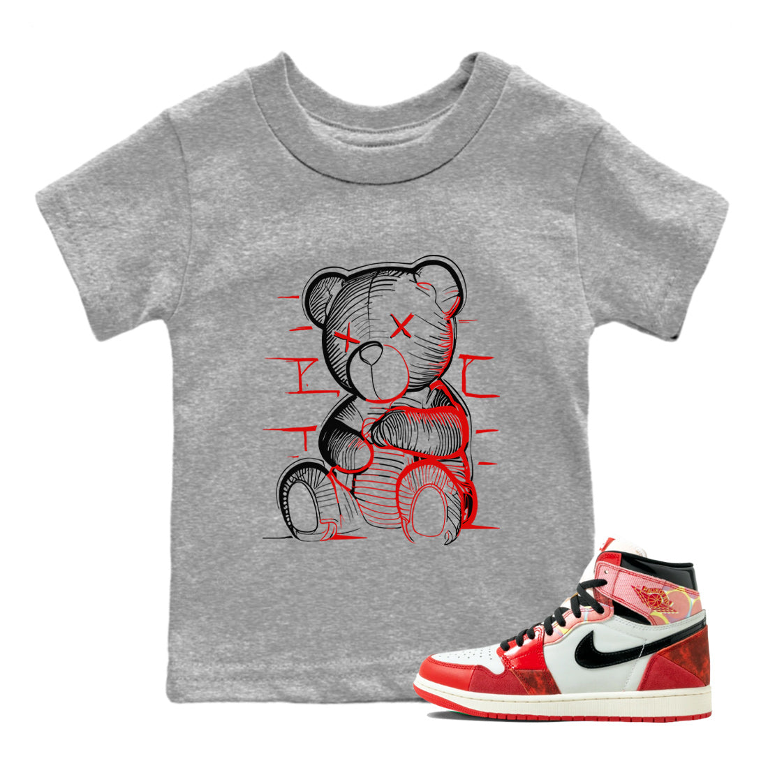 Air Jordan 1 Spider Man Neon Bear Baby and Kids Sneaker Release Tees Air Jordan 1 Spider Man Kids Sneaker Release Tees Size Chart
