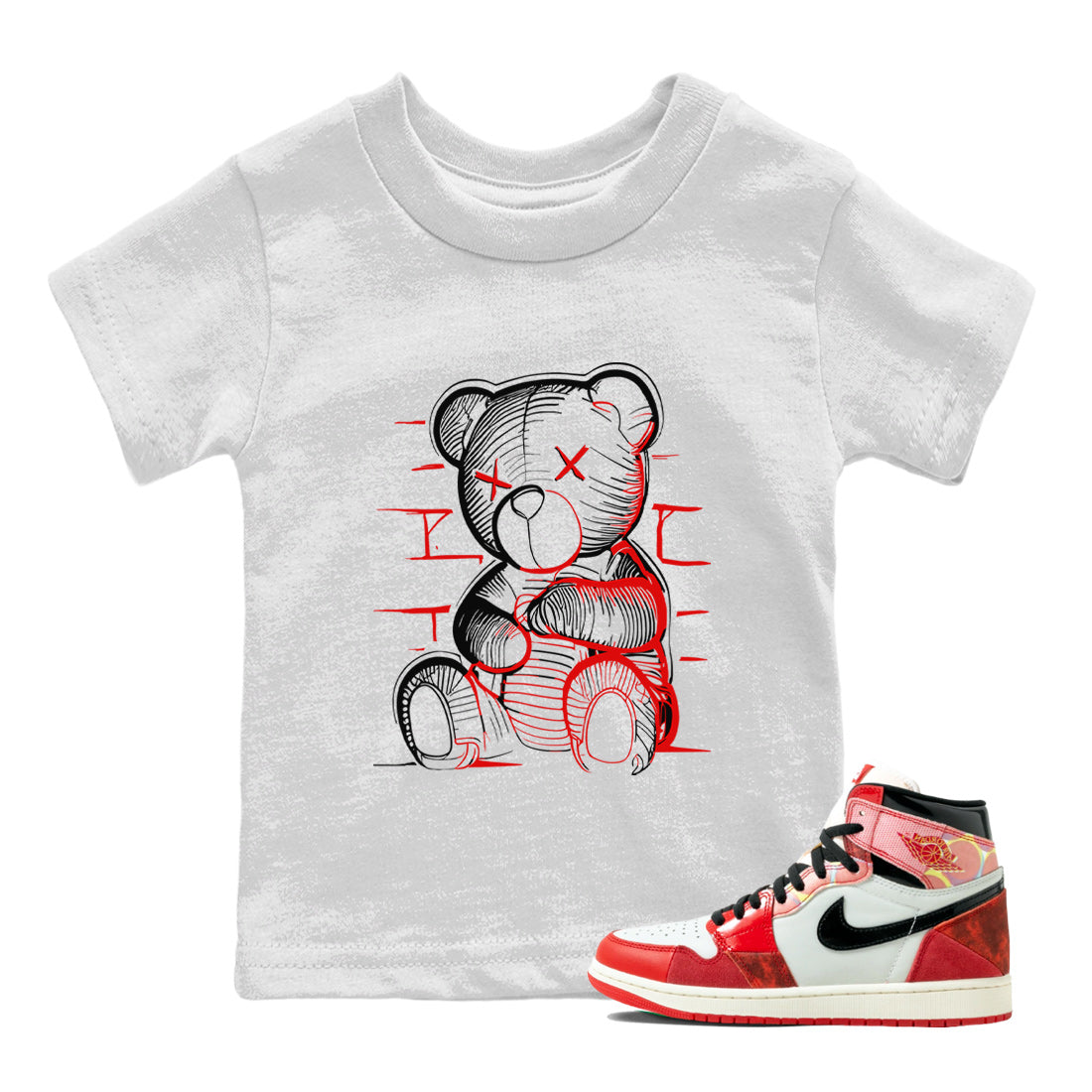 Air Jordan 1 Spider Man Sneaker Match Tees Neon Bear Sneaker Release Tees Air Jordan 1 Spider Man T-Shirt Collaboration Kids Shirts White 1