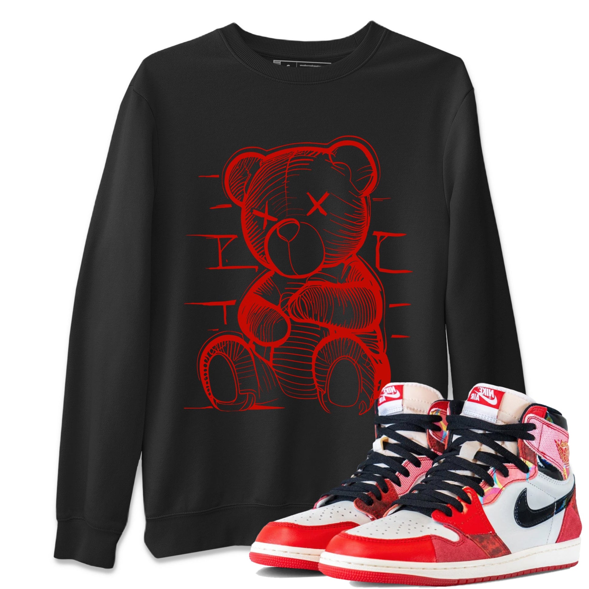 Air Jordan 1 Spider Man Sneaker Match Tees Neon Bear Sneaker Release Tees Air Jordan 1 Spider Man T-Shirt Collaboration Unisex Shirts Black 1