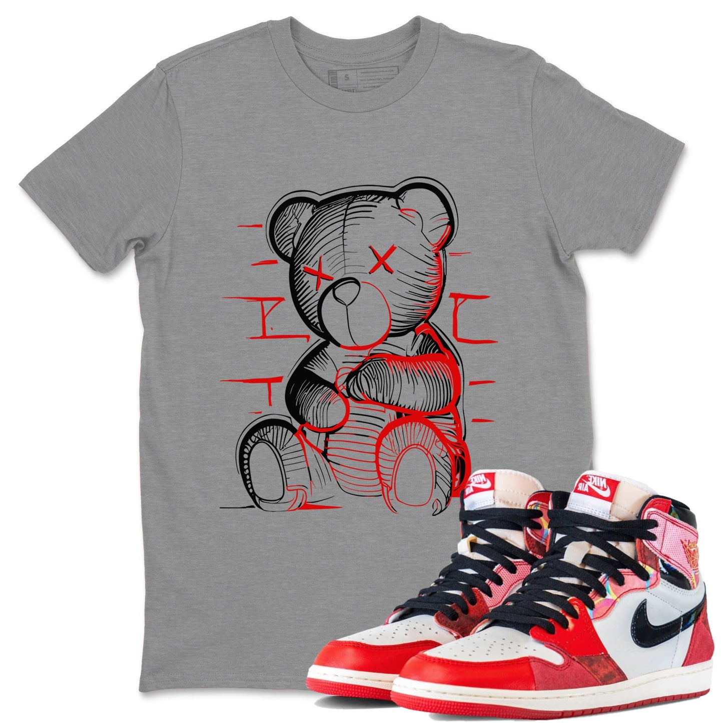 Air Jordan 1 Spider Man Neon Bear Crew Neck Sneaker Release Tees Air Jordan 1 Spider Man Sneaker T-Shirts Size Chart