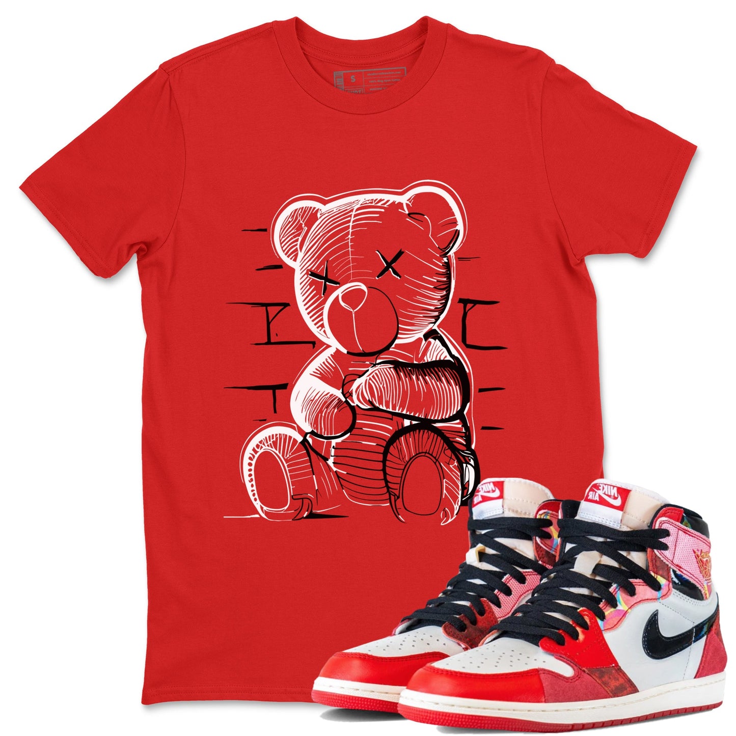 Air Jordan 1 Spider Man Neon Bear Crew Neck Sneaker Release Tees Air Jordan 1 Spider Man Sneaker T-Shirts Washing and Care Tip