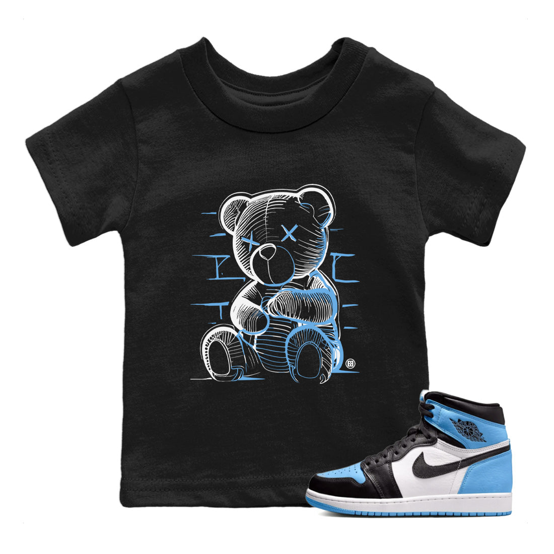 Air Jordan 1 Retro High OG UNC Toe Shirt to match Jordans Neon Bear Streetwear Sneaker Shirt Air Jordan 1 Retro UNC Toe Shirts Kids and Baby Tees Black 1