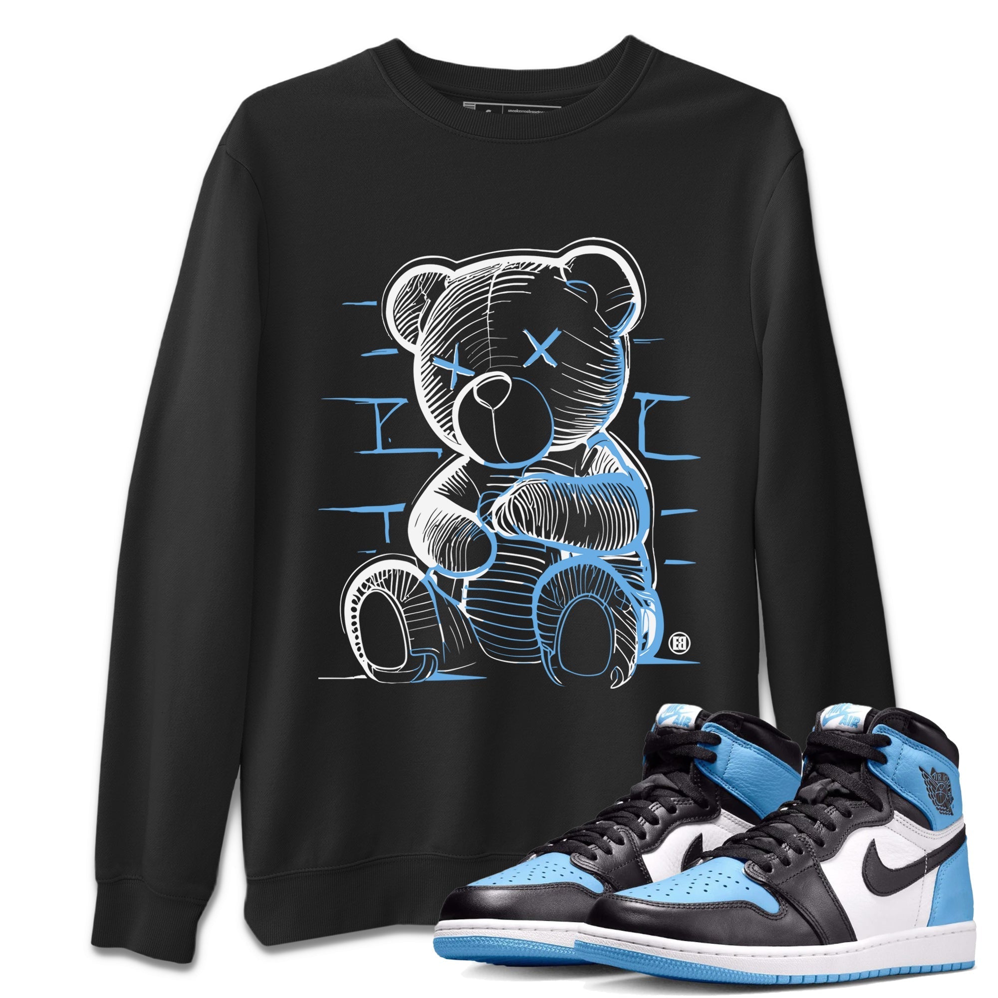 Air Jordan 1 Retro High OG UNC Toe Shirt to match Jordans Neon Bear Streetwear Sneaker Shirt Air Jordan 1 Retro UNC Toe Shirts Crew Neck T-Shirts Black 1