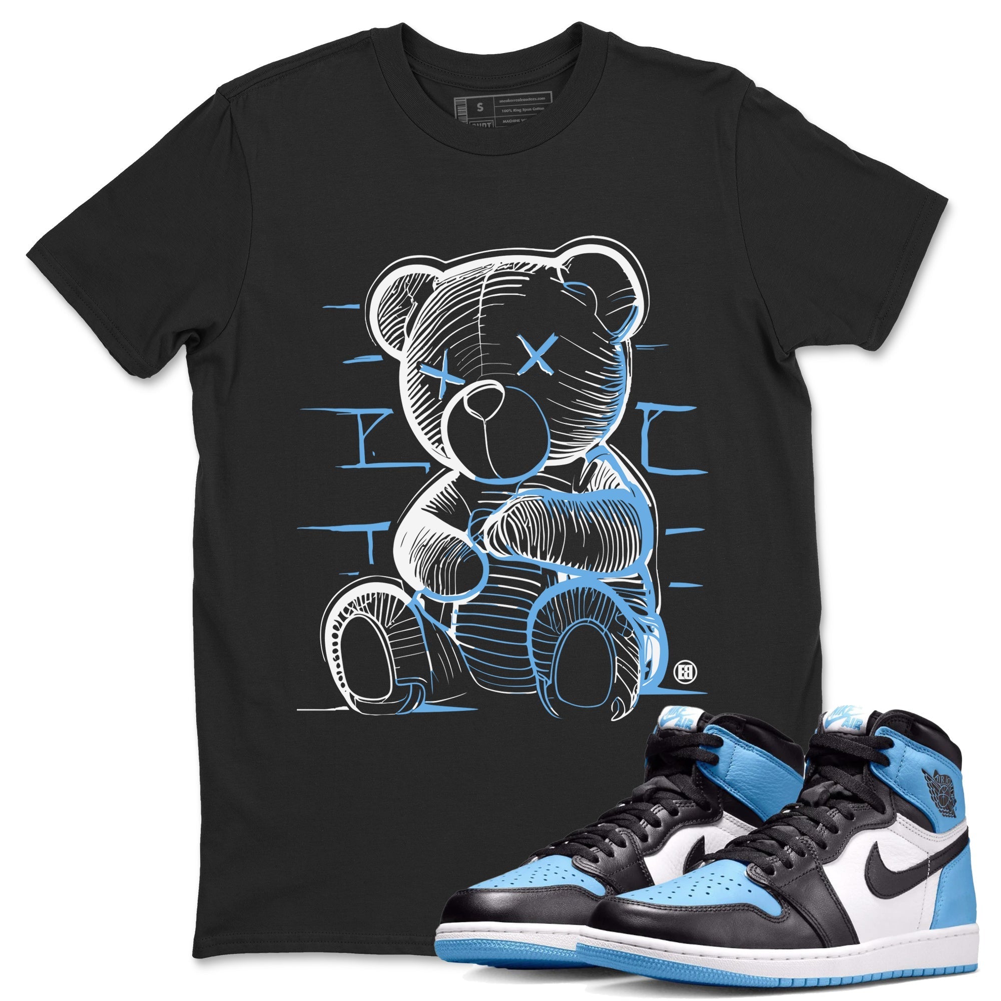 Air Jordan 1 Retro High OG UNC Toe Shirt to match Jordans Neon Bear Streetwear Sneaker Shirt Air Jordan 1 Retro UNC Toe Shirts Crew Neck T-Shirts Black 1