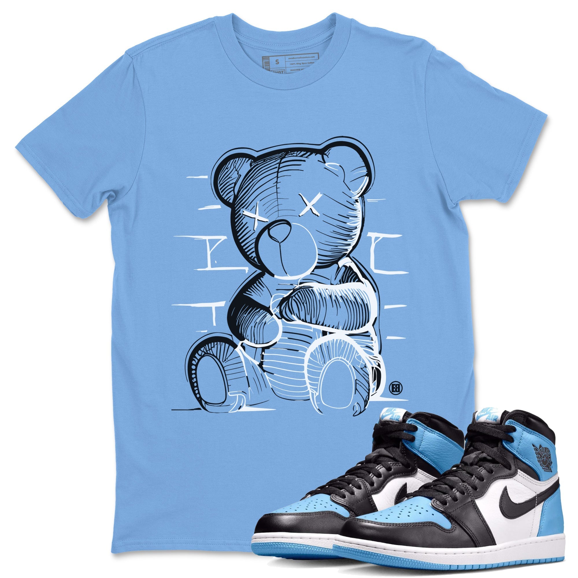 Air Jordan 1 Retro High OG UNC Toe Shirt to match Jordans Neon Bear Streetwear Sneaker Shirt Air Jordan 1 Retro UNC Toe Shirts Crew Neck T-Shirts Carolina Blue 1