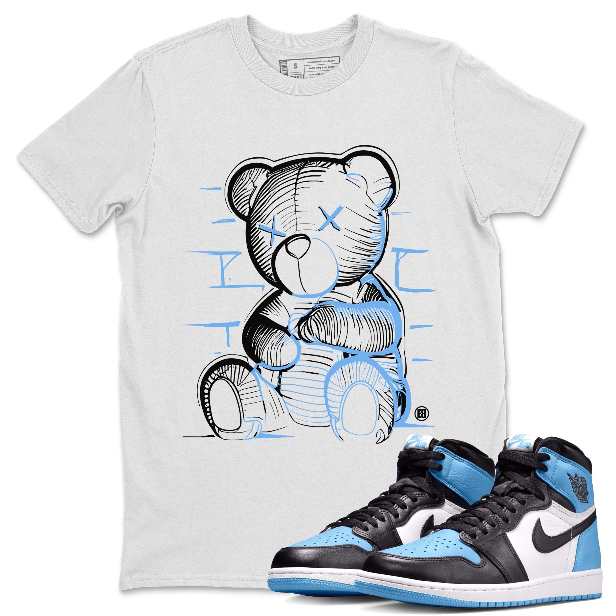 Air Jordan 1 Retro High OG UNC Toe Shirt to match Jordans Neon Bear Streetwear Sneaker Shirt Air Jordan 1 Retro UNC Toe Shirts Crew Neck T-Shirts White 1