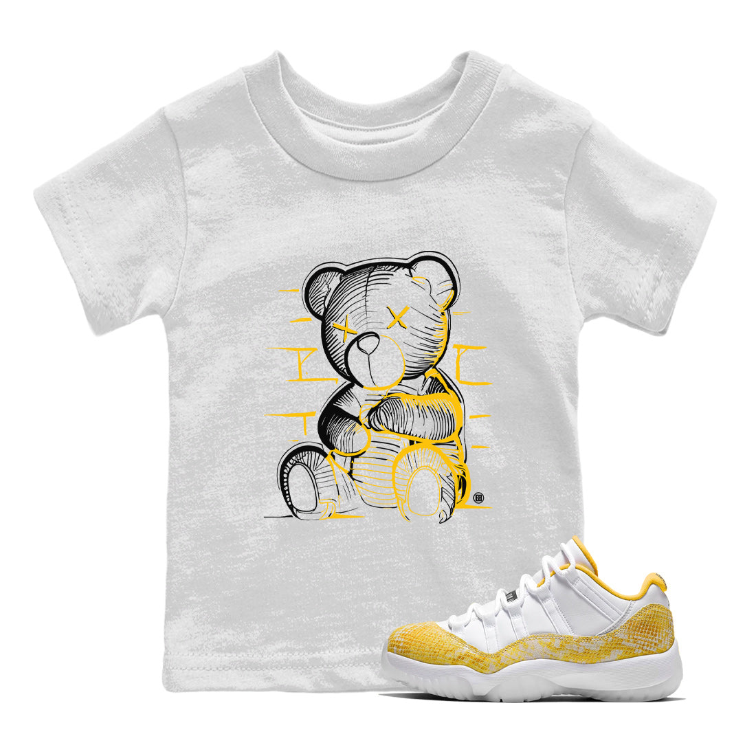 Air Jordan 11 Yellow Python Sneaker Match Tees Neon Bear Streetwear Sneaker Shirt Air Jordan 11 Snakeskin Shirts Kids Shirts White 1