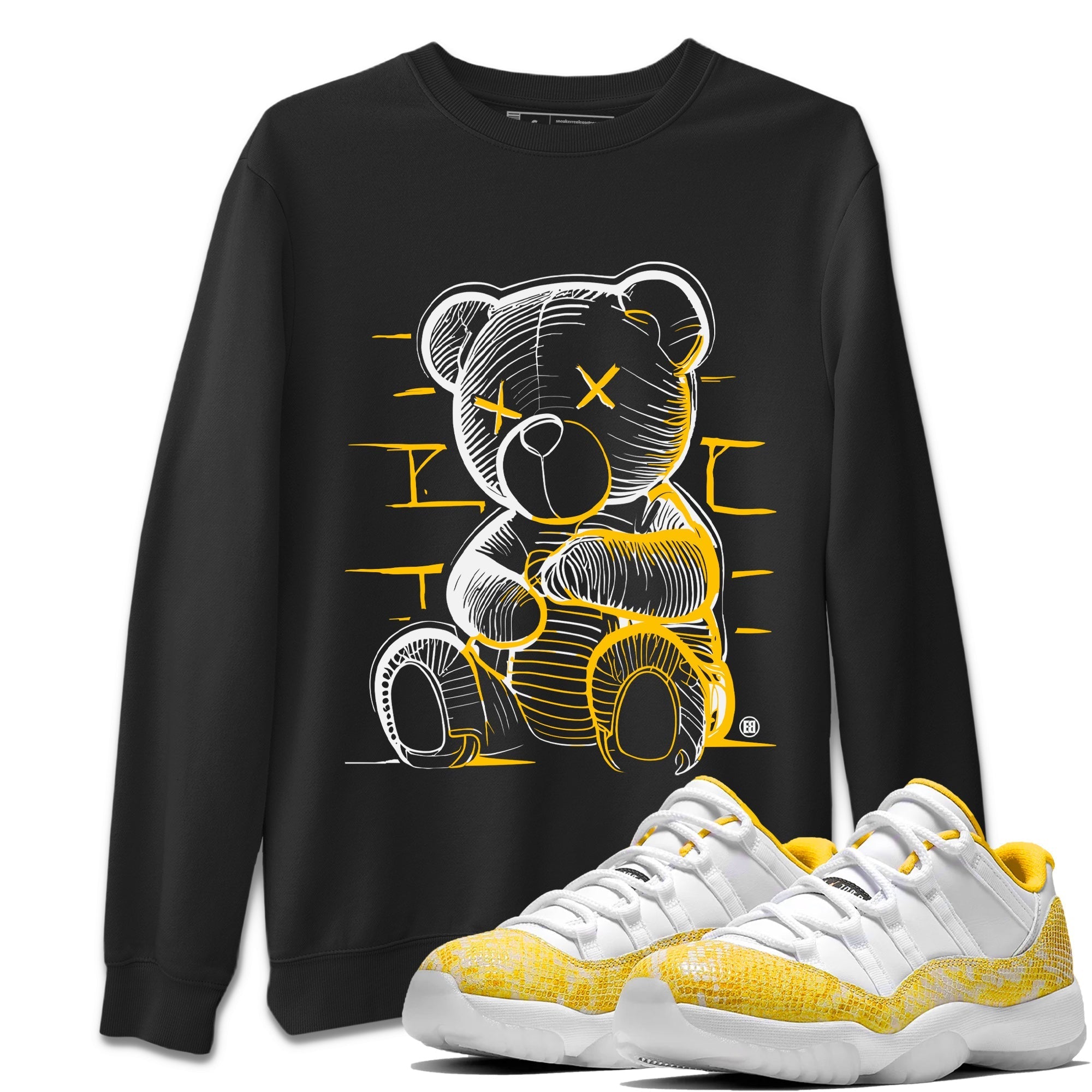 Air Jordan 11 Yellow Python Sneaker Match Tees Neon Bear Streetwear Sneaker Shirt Air Jordan 11 Snakeskin Shirts Unisex Shirts Black 1