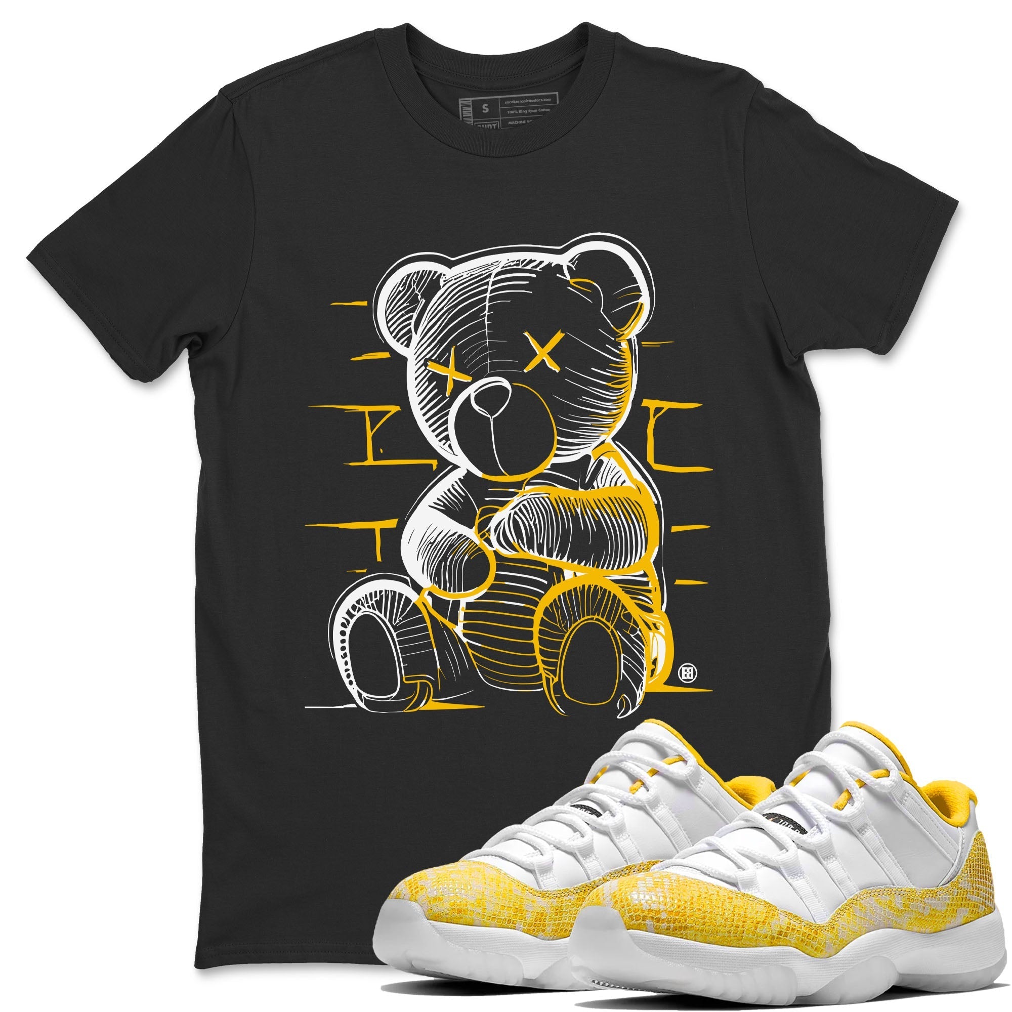 Air Jordan 11 Yellow Python Sneaker Match Tees Neon Bear Streetwear Sneaker Shirt Air Jordan 11 Snakeskin Shirts Unisex Shirts Black 1
