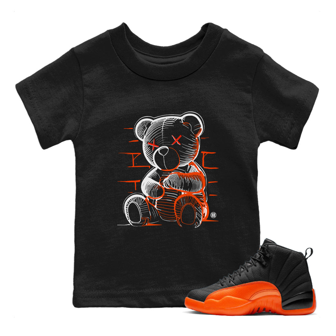 Air Jordan 12 Brilliant Orange Sneaker Match Tees Neon Bear Streetwear Sneaker Shirt Air Jordan 12 WMNS Brilliant Orange Tees Kids Shirts Black 1