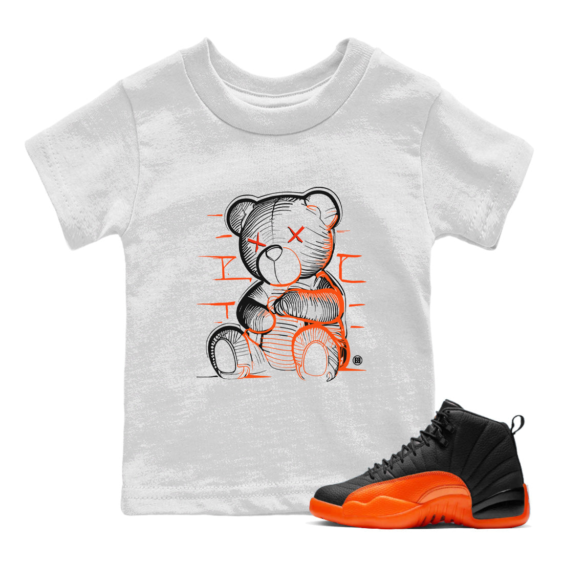 Air Jordan 12 Brilliant Orange Sneaker Match Tees Neon Bear Streetwear Sneaker Shirt Air Jordan 12 WMNS Brilliant Orange Tees Kids Shirts White 1