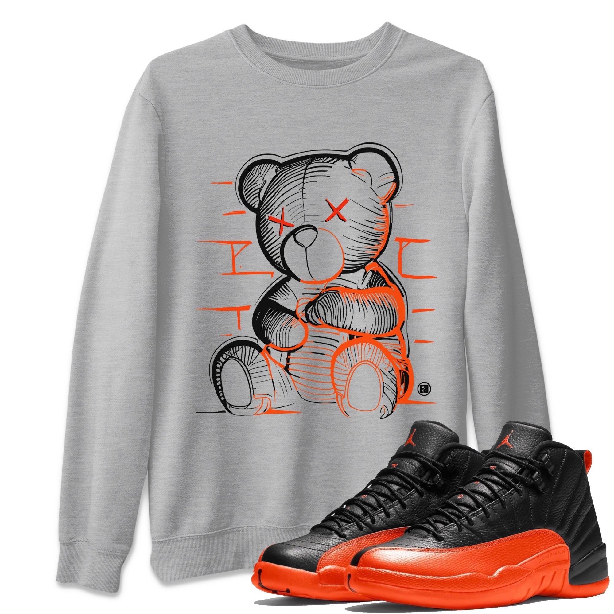 Air Jordan 12 Brilliant Orange Sneaker Match Tees Neon Bear Streetwear Sneaker Shirt Air Jordan 12 WMNS Brilliant Orange Tees Unisex Shirts Heather Grey 1