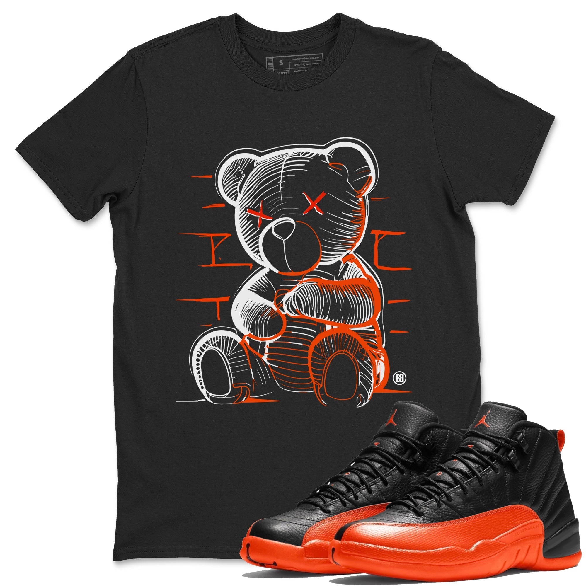 Air Jordan 12 Brilliant Orange Sneaker Match Tees Neon Bear Streetwear Sneaker Shirt Air Jordan 12 WMNS Brilliant Orange Tees Unisex Shirts Black 2