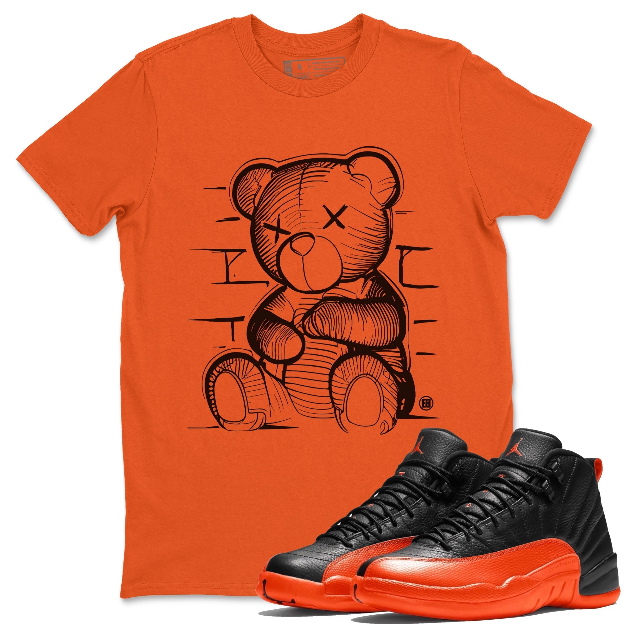 Air Jordan 12 Brilliant Orange Neon Bear Crew Neck Streetwear Sneaker Shirt Air Jordan 12 Brilliant Orange Sneaker T-Shirts Washing and Care Tip