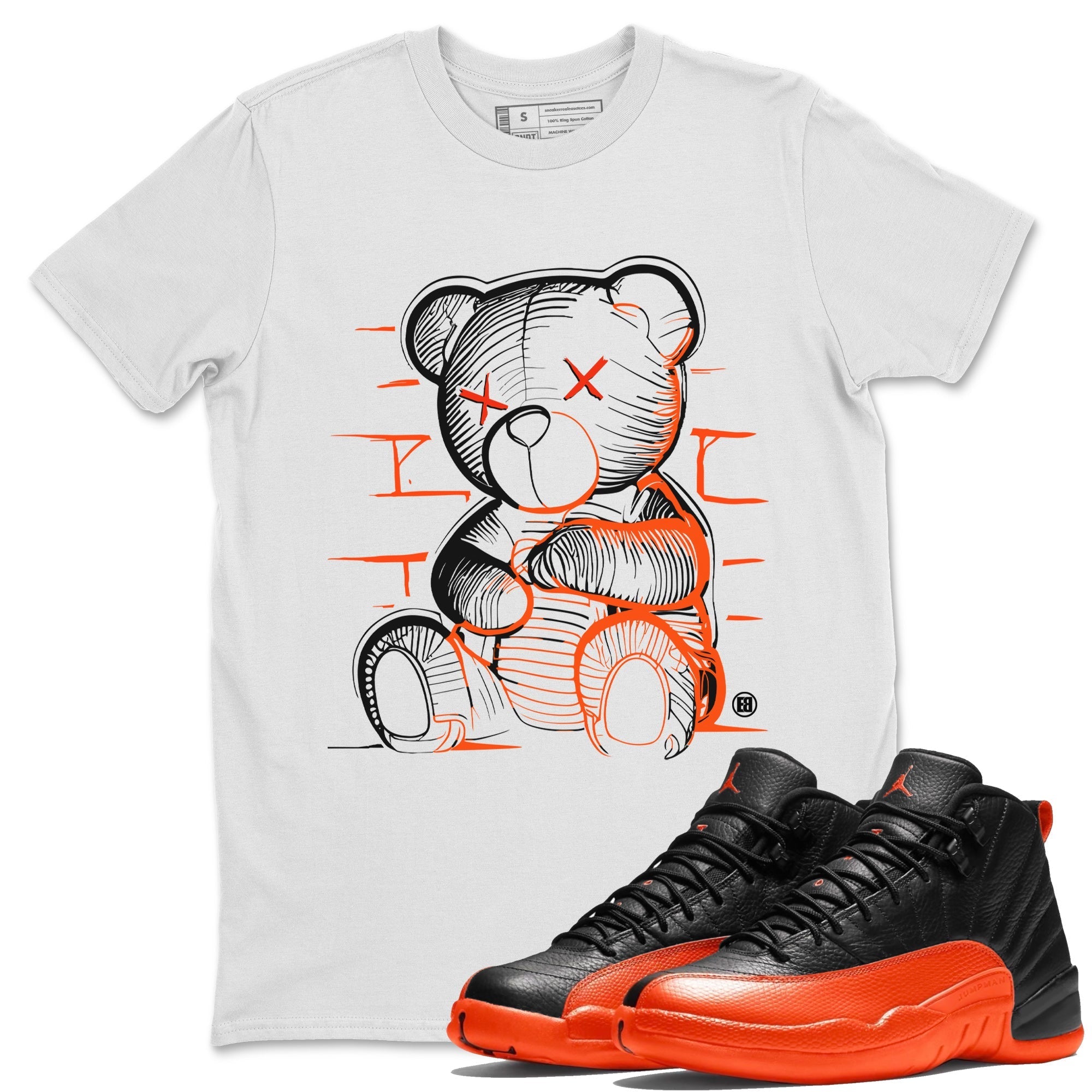 Air Jordan 12 Brilliant Orange Sneaker Match Tees Neon Bear Streetwear Sneaker Shirt Air Jordan 12 WMNS Brilliant Orange Tees Unisex Shirts White 1