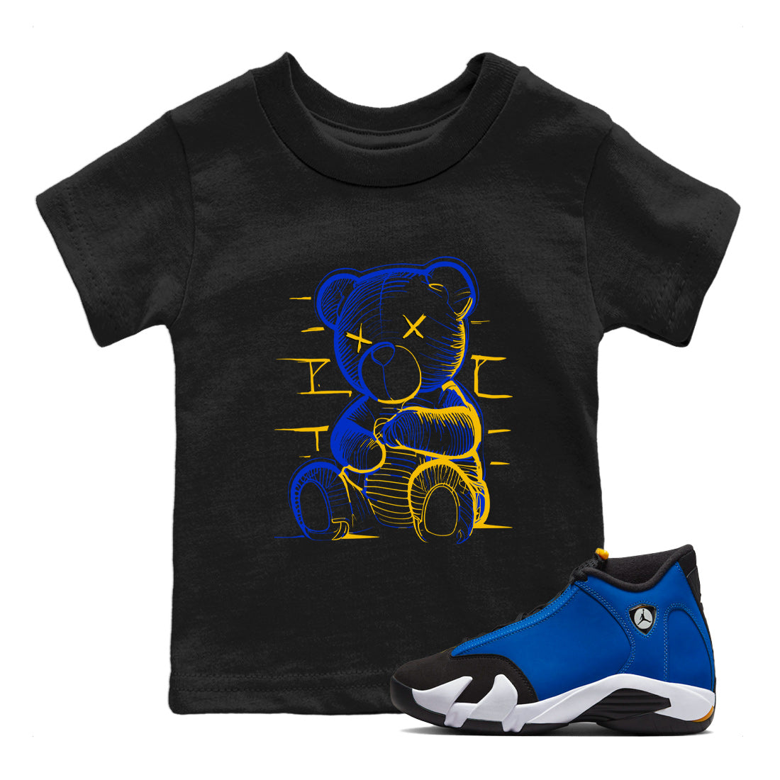 Air Jordan 14 Laney Sneaker Match Tees Neon Bear Sneaker Tees Jordan 14 Laney Sneaker Release Tees Kids Shirts Black 1