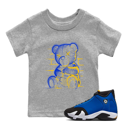 Air Jordan 14 Laney Sneaker Match Tees Neon Bear Sneaker Tees Jordan 14 Laney Sneaker Release Tees Kids Shirts Heather Grey 1