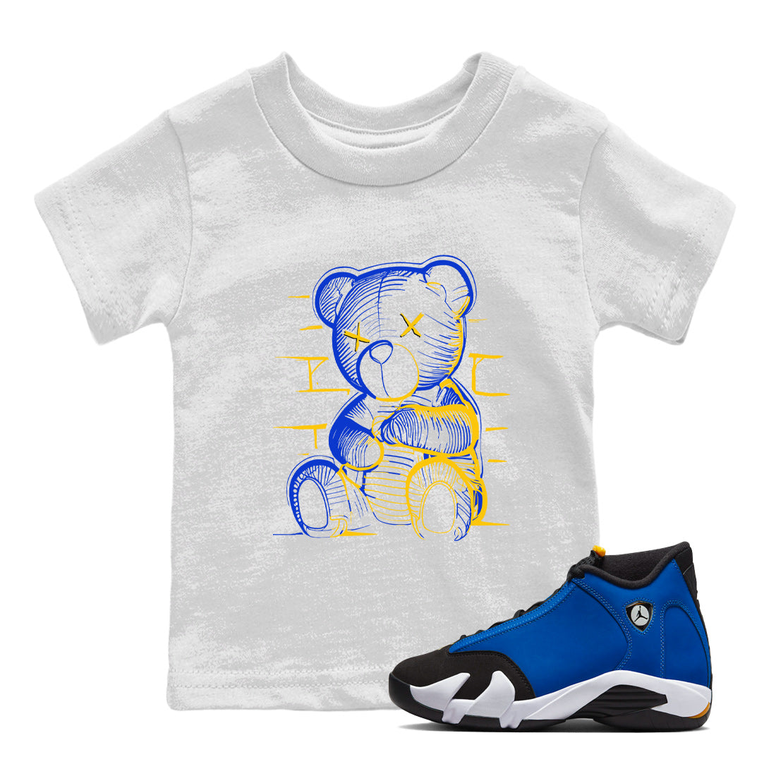 Air Jordan 14 Laney Sneaker Match Tees Neon Bear Sneaker Tees Jordan 14 Laney Sneaker Release Tees Kids Shirts White 1