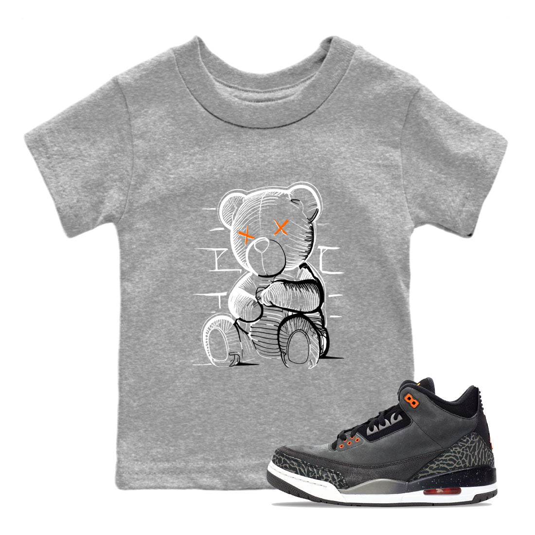 Air Jordan 3 Fear shirt to match jordans Neon Bear sneaker tees Air Jordan 3 Fear Drip Gear Zone Baby Toddler Heather Grey 1 T-Shirt