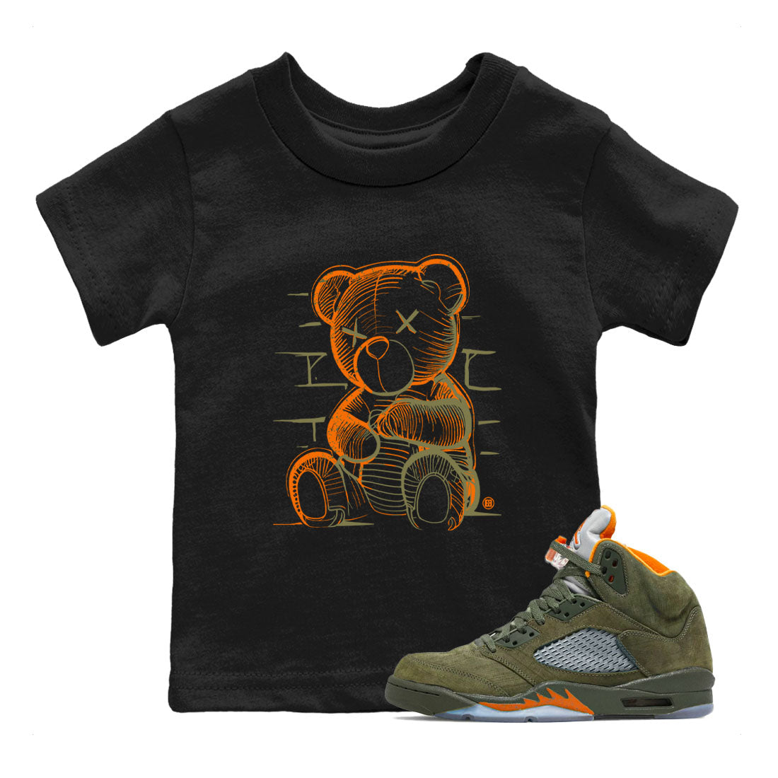 5s Olive shirt to match jordans Neon Bear sneaker tees Air Jordan 5 Olive Drip Gear Zone Streetwear baby toddler Black 1 cotton Shirt