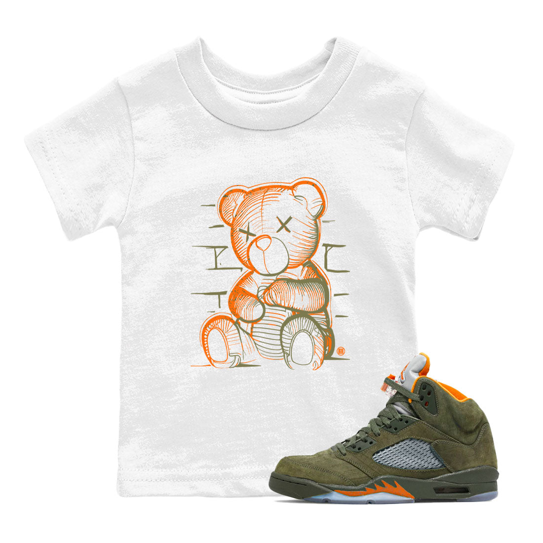 5s Olive shirt to match jordans Neon Bear sneaker tees Air Jordan 5 Olive Drip Gear Zone Streetwear baby toddler White 1 cotton Shirt