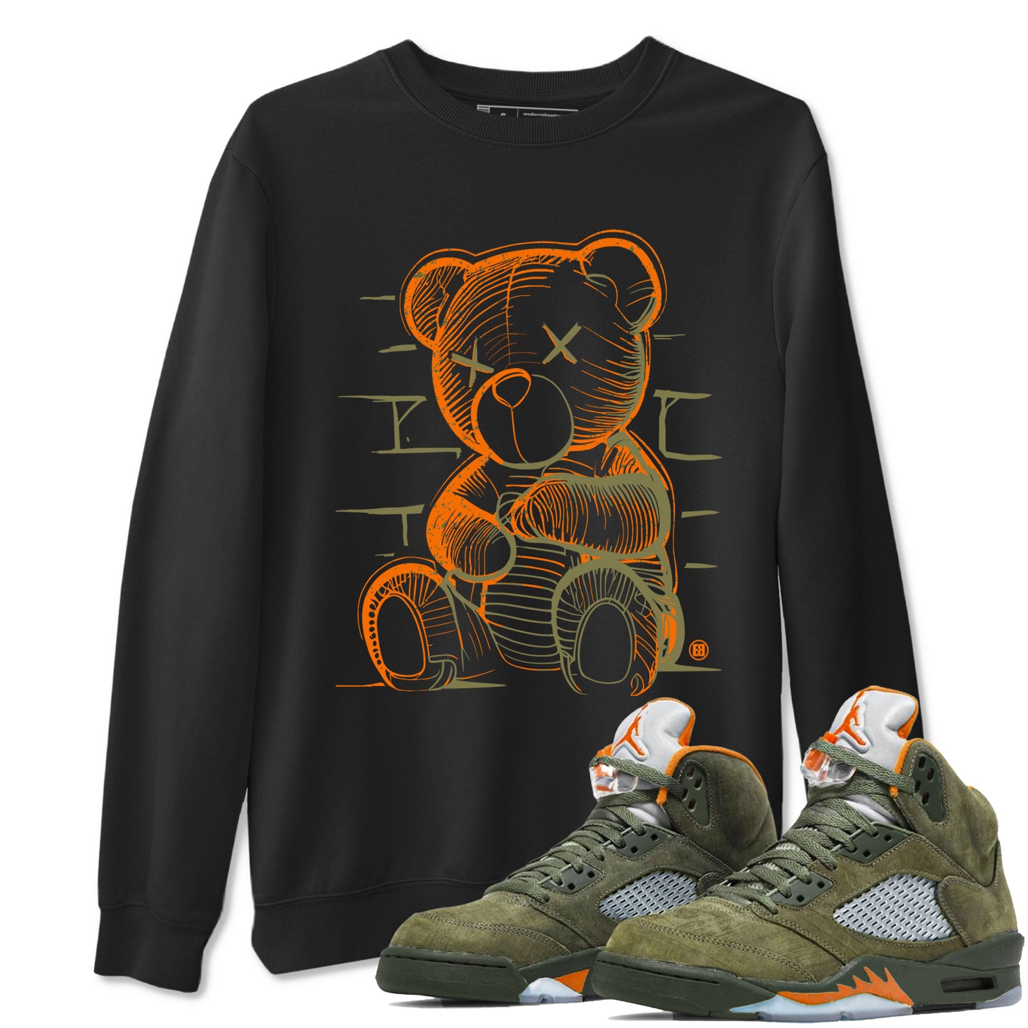 5s Olive shirt to match jordans Neon Bear sneaker tees Air Jordan 5 Olive Drip Gear Zone Streetwear unisex cotton Black 1 crew neck shirt