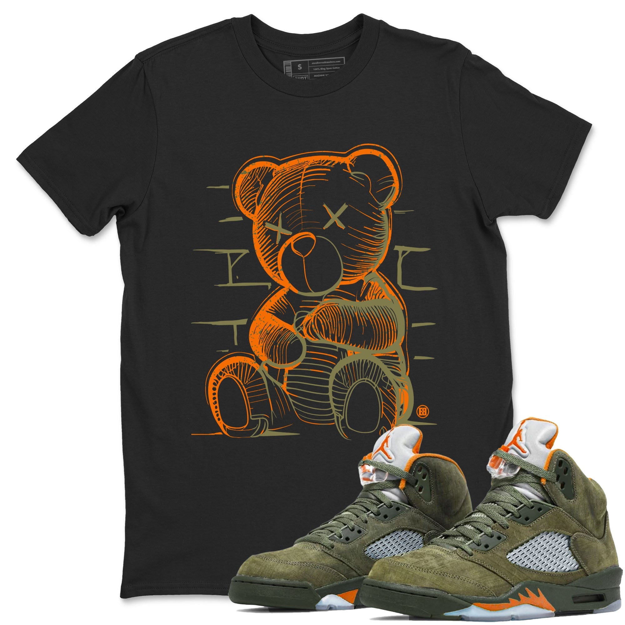 5s Olive shirt to match jordans Neon Bear sneaker tees Air Jordan 5 Olive Drip Gear Zone Streetwear unisex cotton Black 1 crew neck shirt