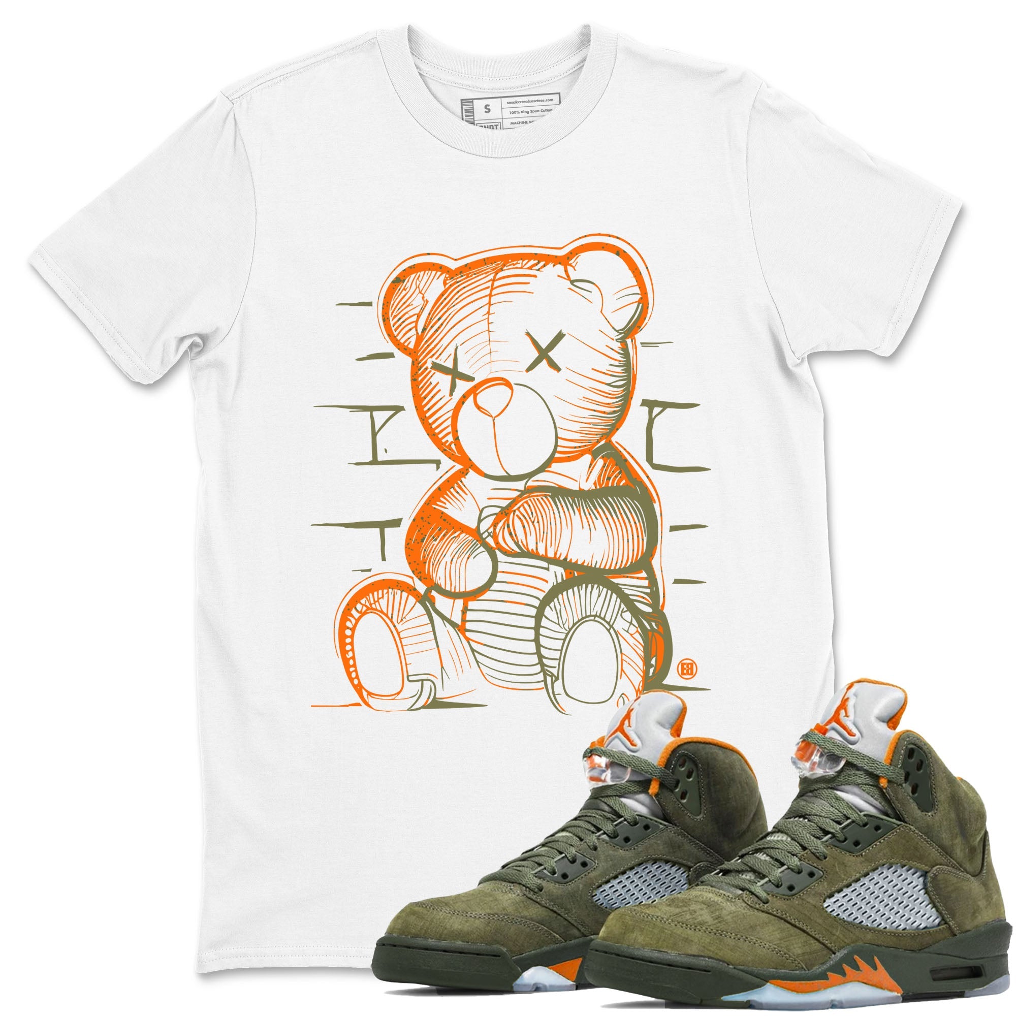 5s Olive shirt to match jordans Neon Bear sneaker tees Air Jordan 5 Olive Drip Gear Zone Streetwear unisex cotton White 1 crew neck shirt