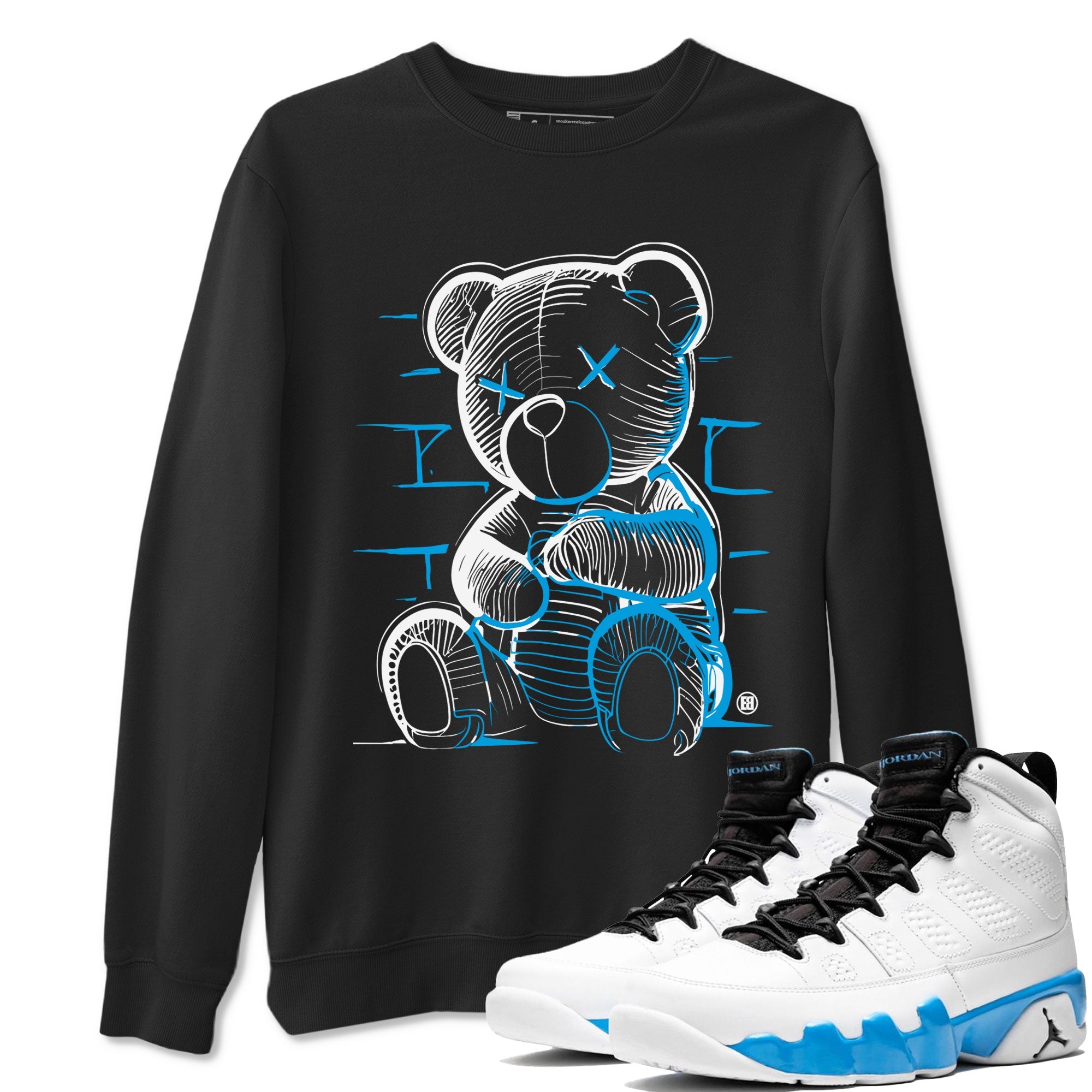 AJ9 Powder Blue shirt to match jordans Neon Bear sneaker tees Air Jordan 9 Powder Blue Drip Gear Zone unisex cotton Black 1 crew neck shirt