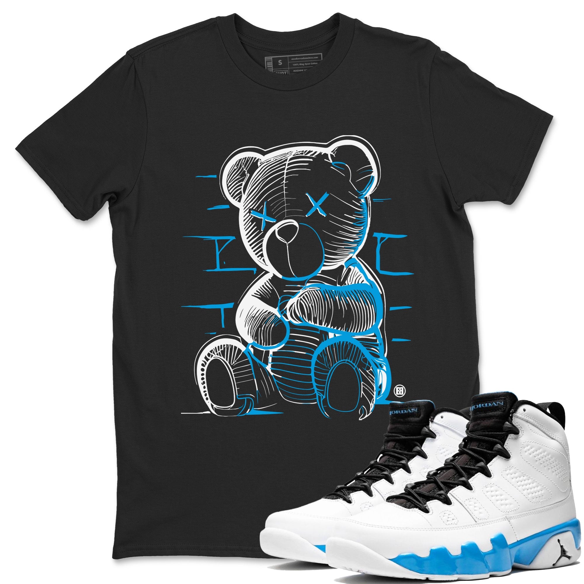 AJ9 Powder Blue shirt to match jordans Neon Bear sneaker tees Air Jordan 9 Powder Blue Drip Gear Zone unisex cotton Black 1 crew neck shirt