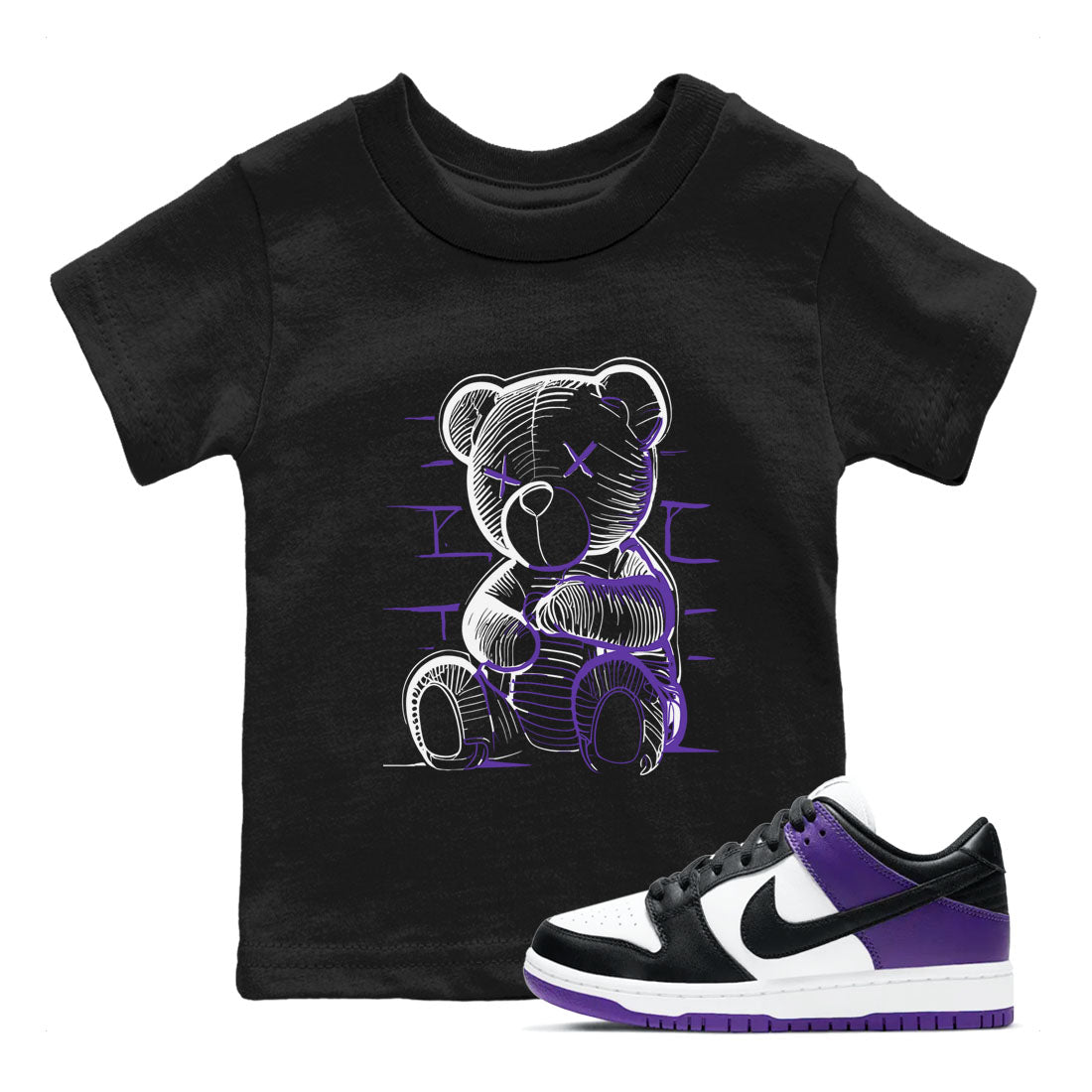 Nike SB Dunk Low Court Purple Shirt To Match Jordans Neon Bear Streetwear Fashion Dunk Low Court Purple Drip Gear Zone baby toddler Black 1 cotton Shirt