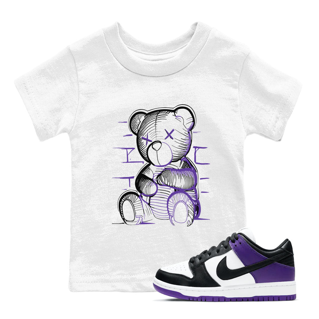 Nike SB Dunk Low Court Purple Shirt To Match Jordans Neon Bear Streetwear Fashion Dunk Low Court Purple Drip Gear Zone baby toddler White 1 cotton Shirt