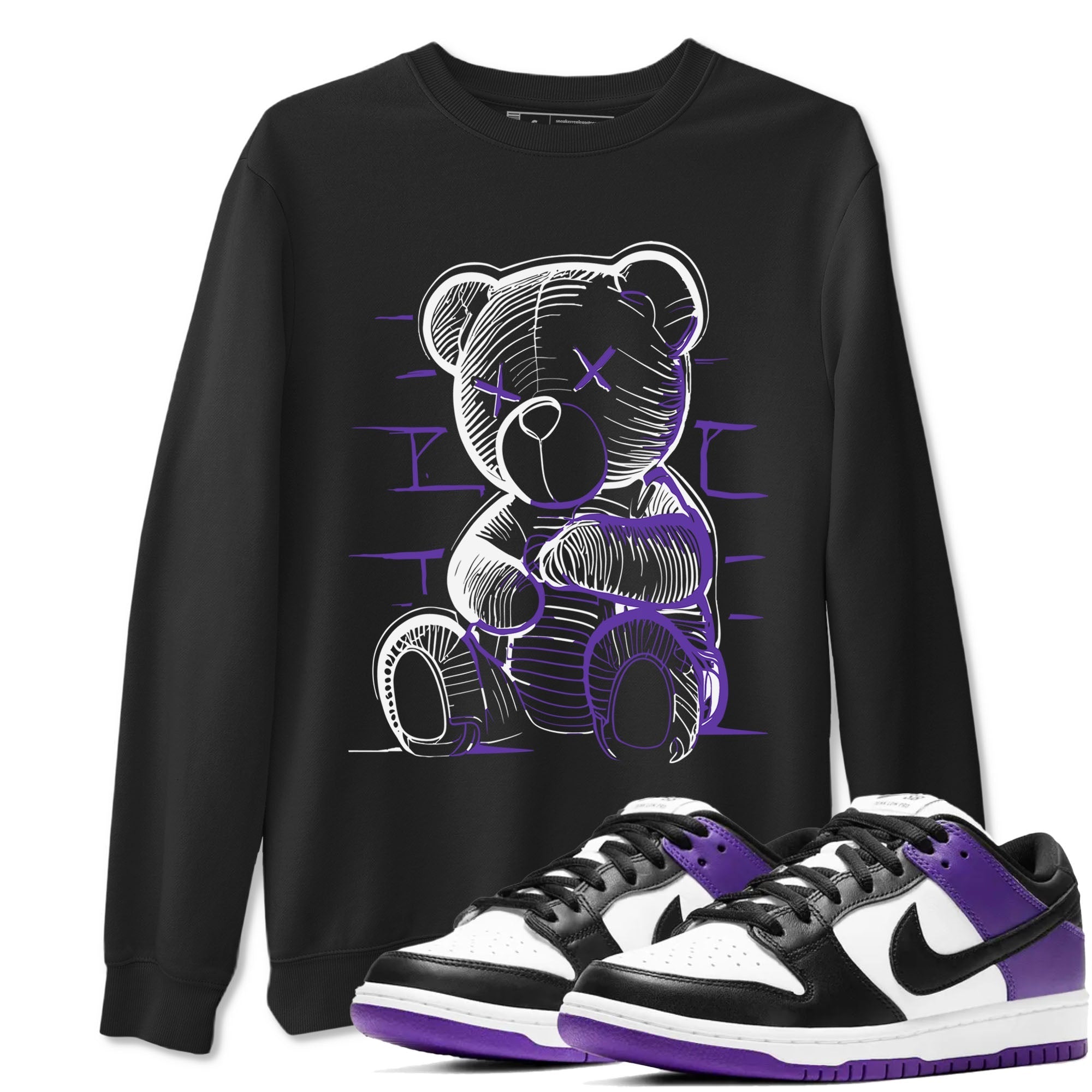 Nike SB Dunk Low Court Purple Shirt To Match Jordans Neon Bear Streetwear Fashion Dunk Low Court Purple Drip Gear Zone unisex crew neck t-shirt Black 1 crew neck shirt