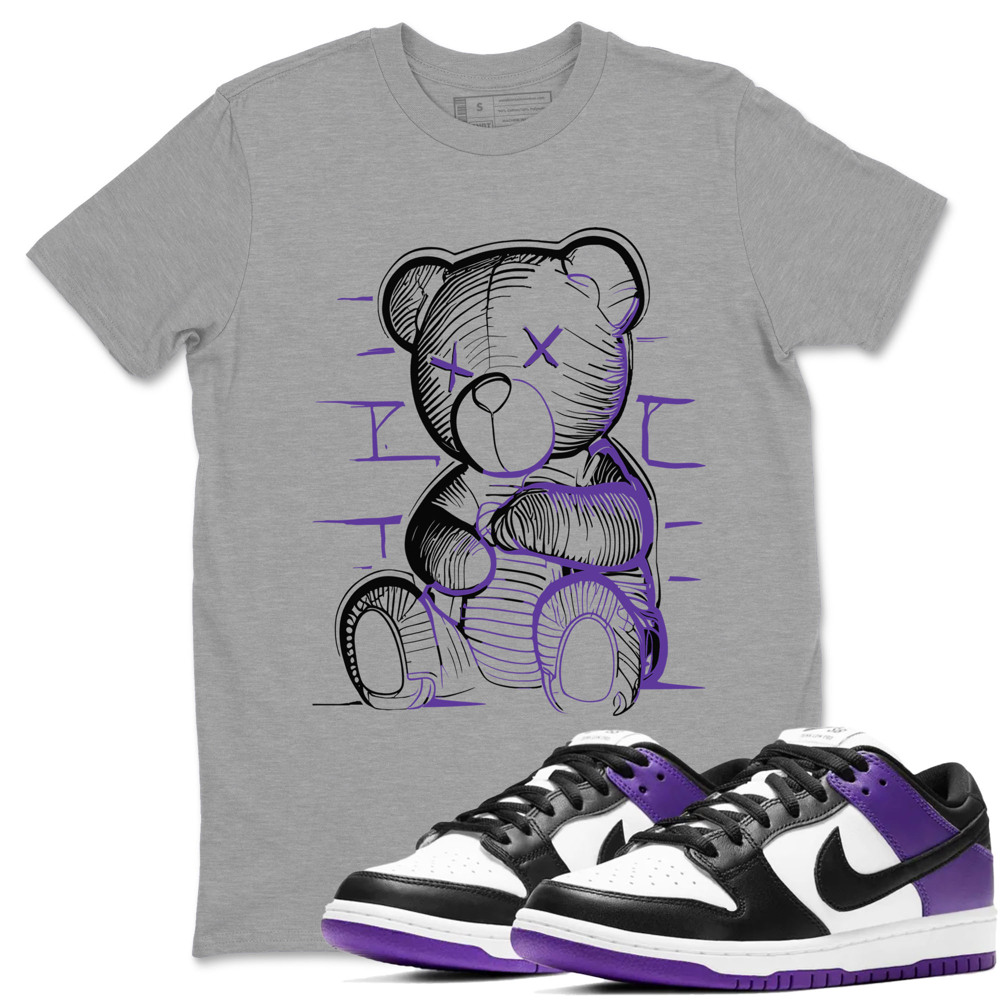 Nike SB Dunk Low Court Purple Shirt To Match Jordans Neon Bear Streetwear Fashion Dunk Low Court Purple Drip Gear Zone unisex crew neck t-shirt Heather Grey 1 crew neck shirt
