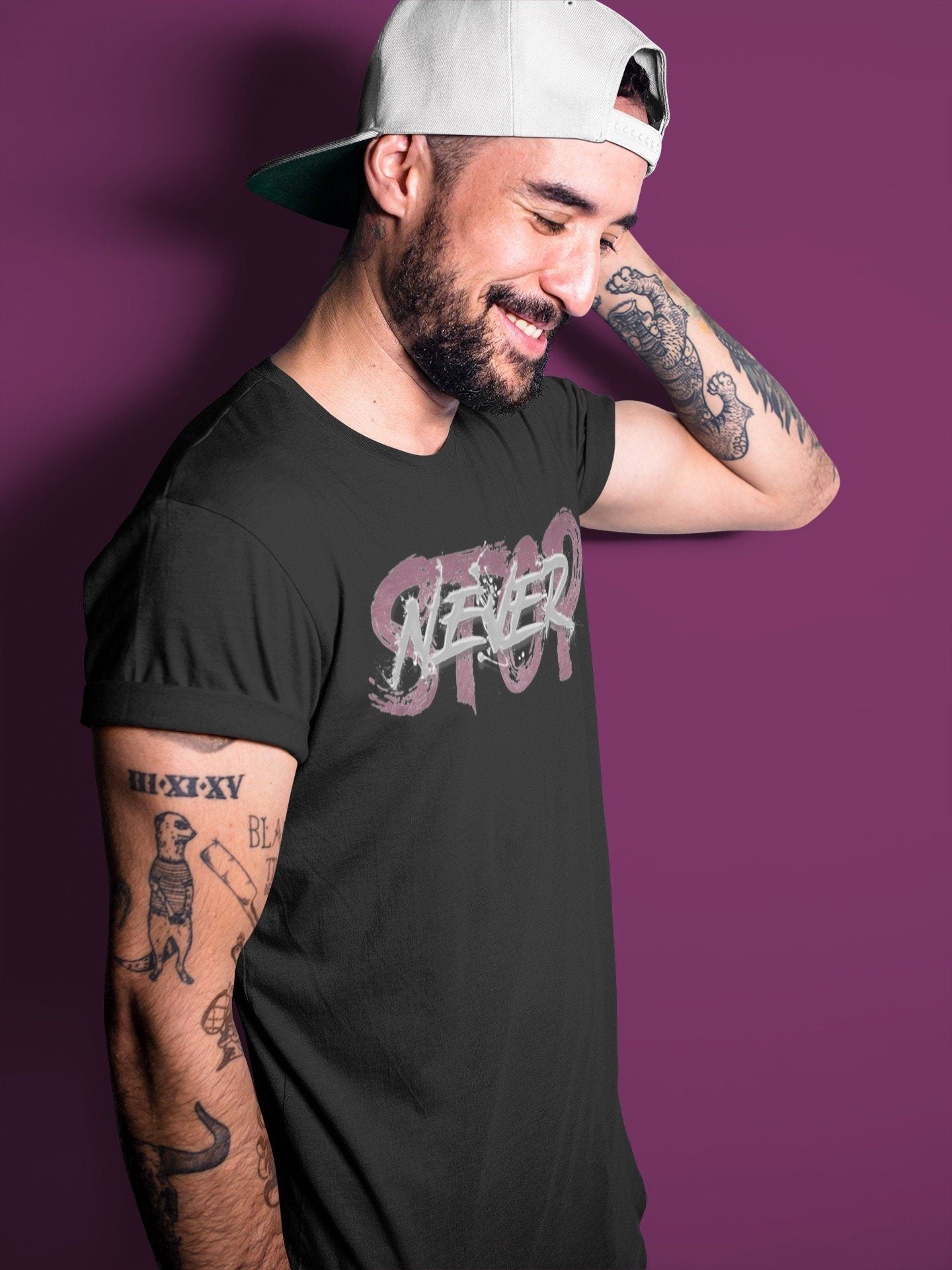 Jordan 1 Bordeaux Sneaker Matching T-Shirt Never Stop Sneaker Tees Jordan 1 Bordeaux Sneaker Release Tees Crew Neck Tees