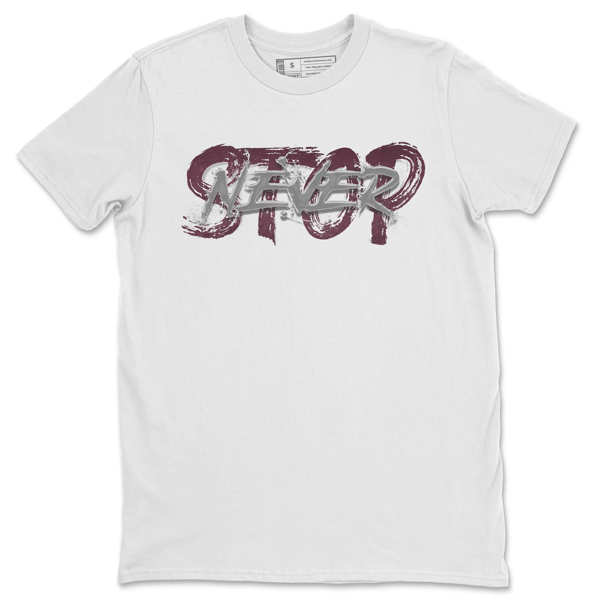 Jordan 1 Bordeaux Sneaker Matching T-Shirt Never Stop Sneaker Tees Jordan 1 Bordeaux Sneaker Release Tees Crew Neck Tees