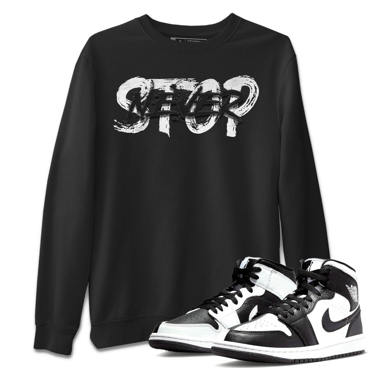 Jordan 1 Homage Sneaker Matching T-Shirt Never Stop Sneaker Tees Jordan 1 Homage Sneaker Release Tees Crew Neck Tees